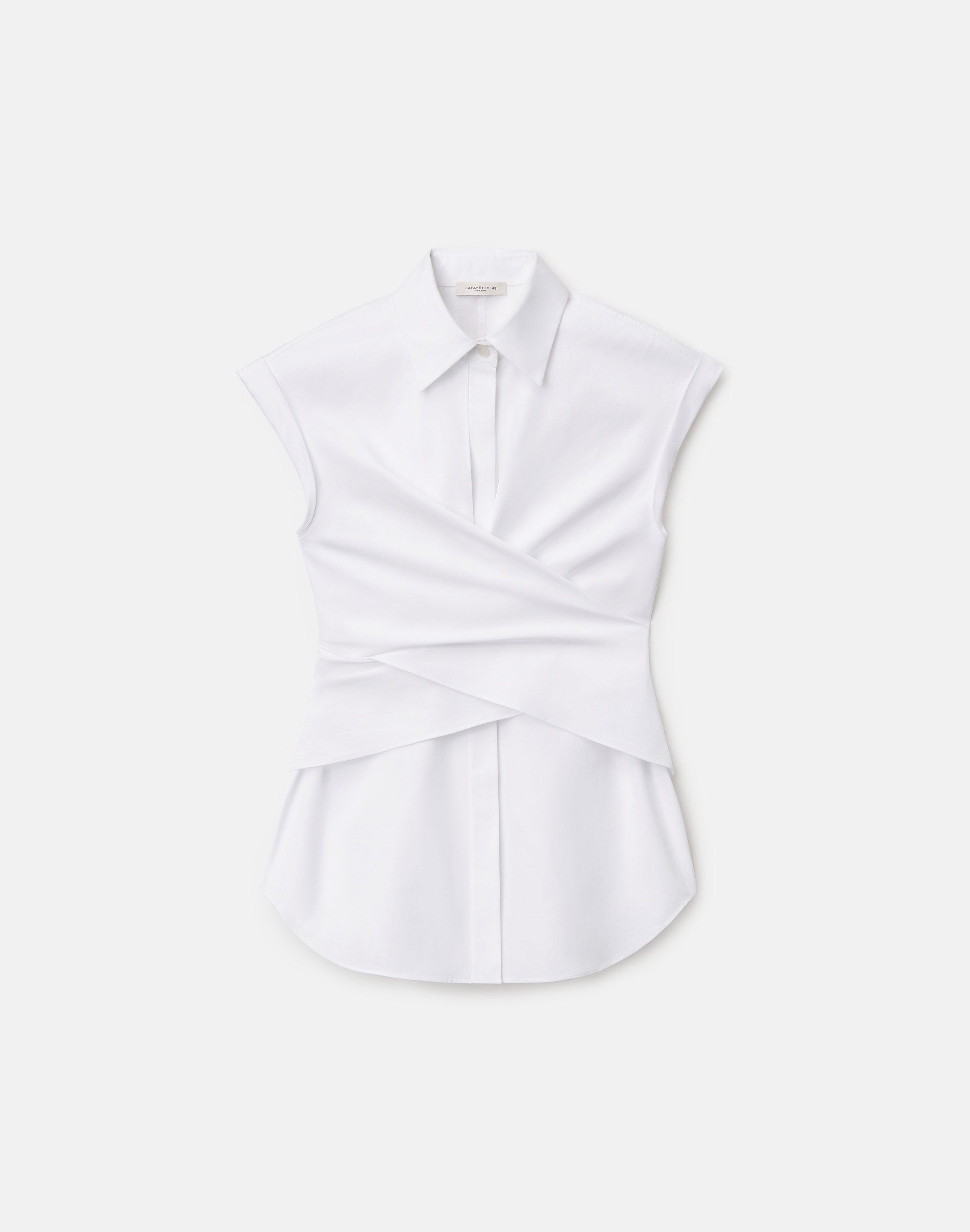 Petite Organic Cotton Poplin Wrap Shirt