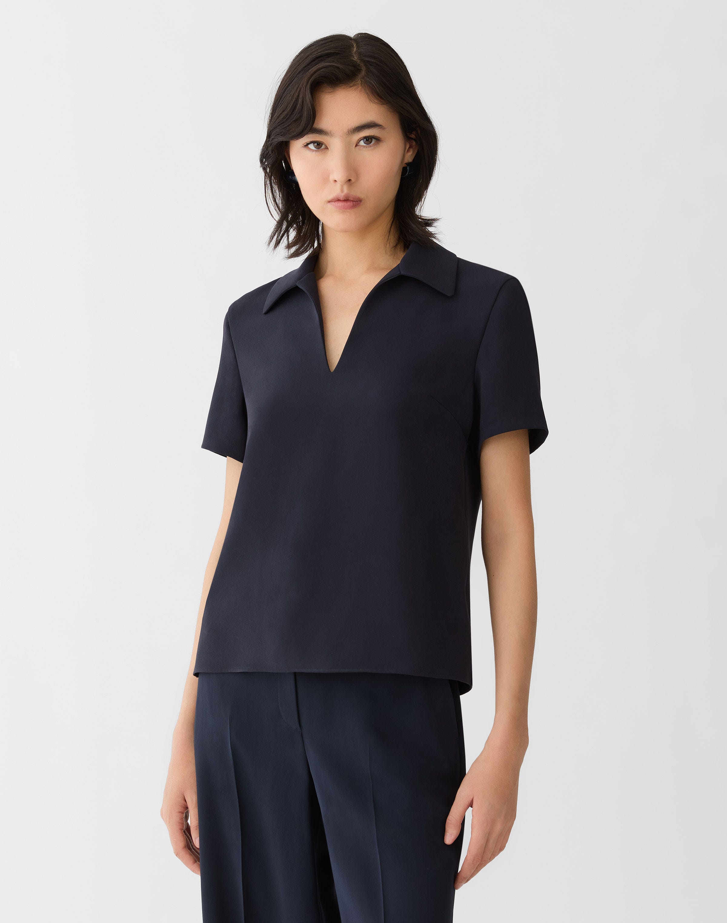 Responsible Finesse Crepe Polo Blouse
