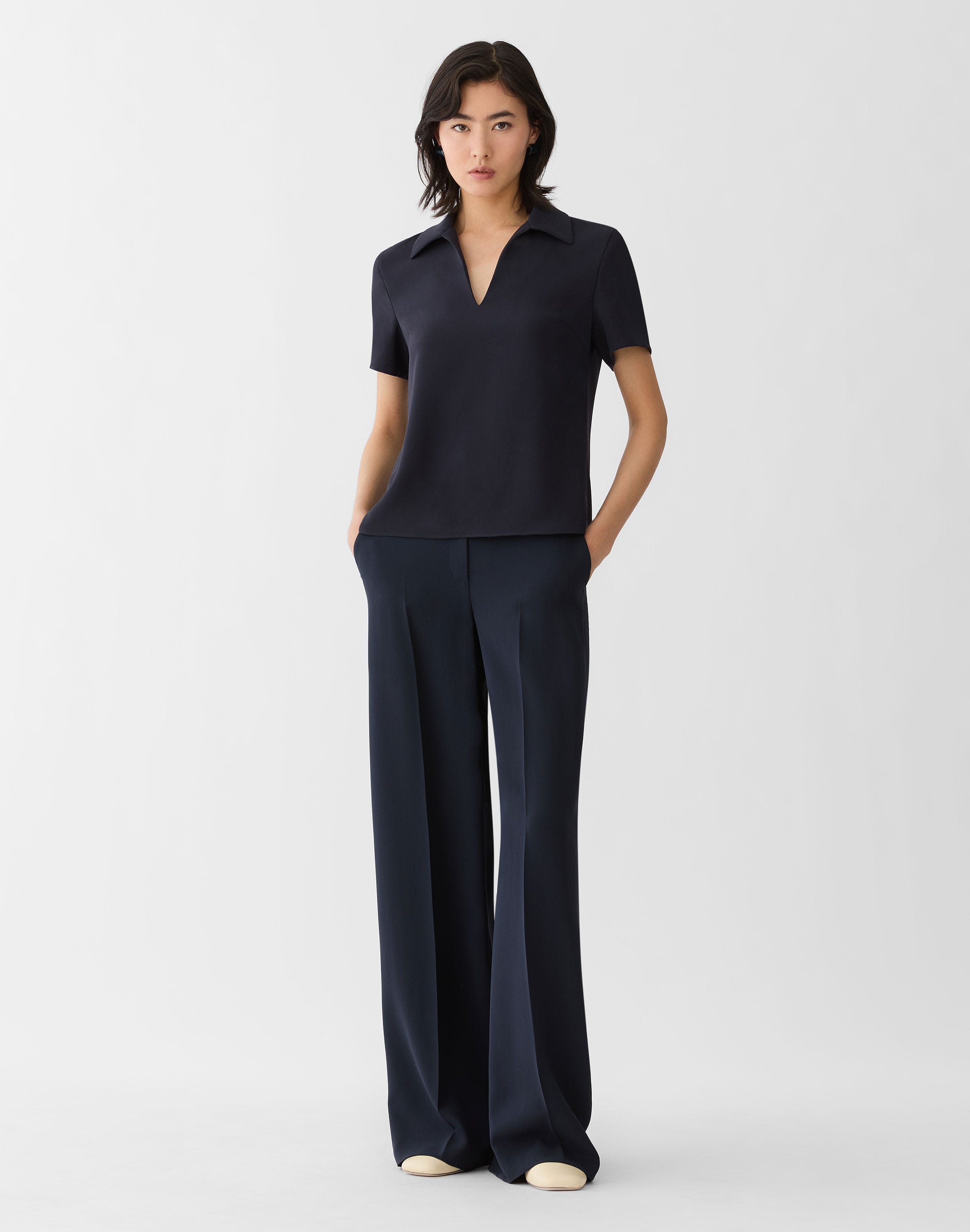Responsible Finesse Crepe Polo Blouse