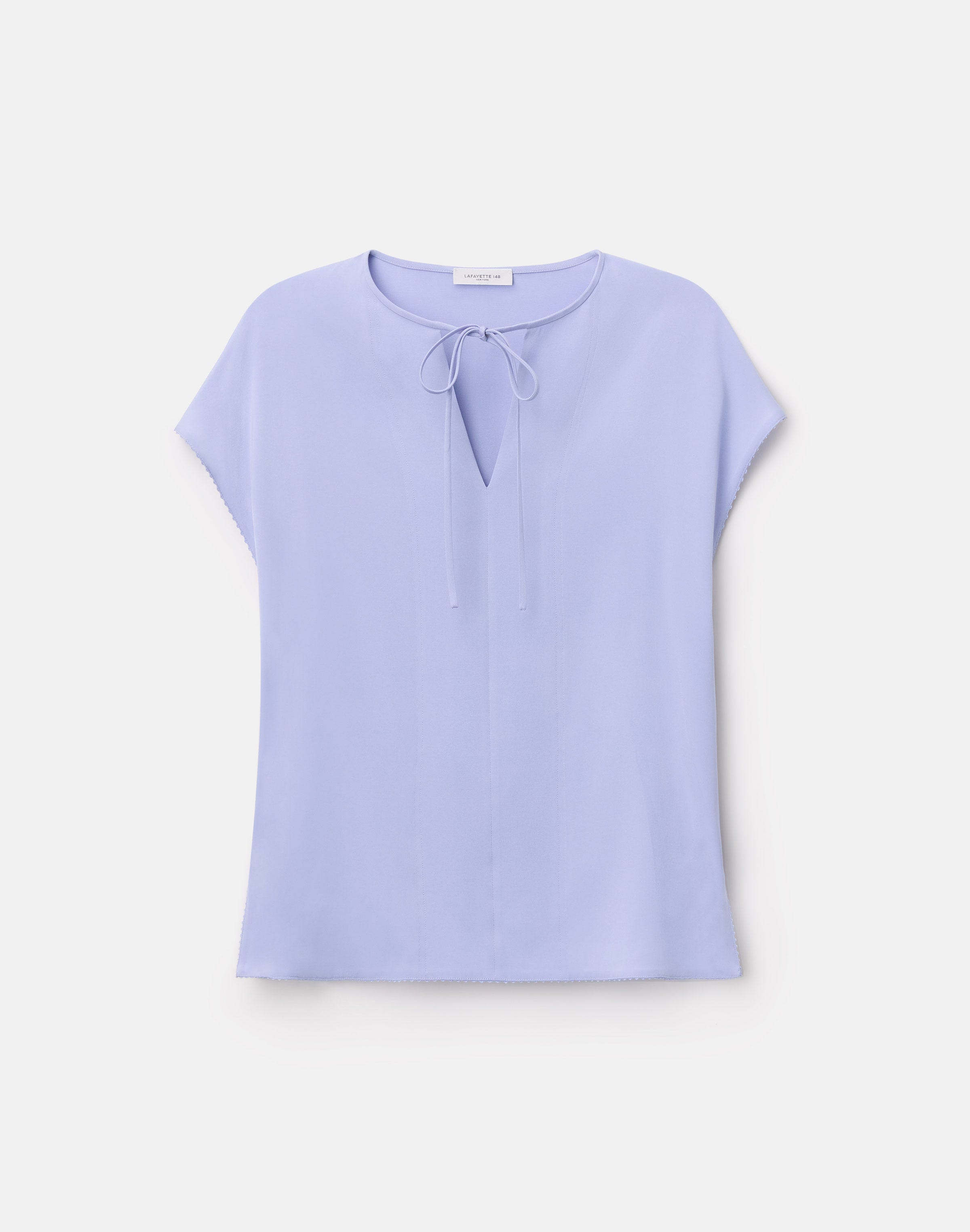 Petite Organic Silk Stretch Georgette Keyhole Blouse