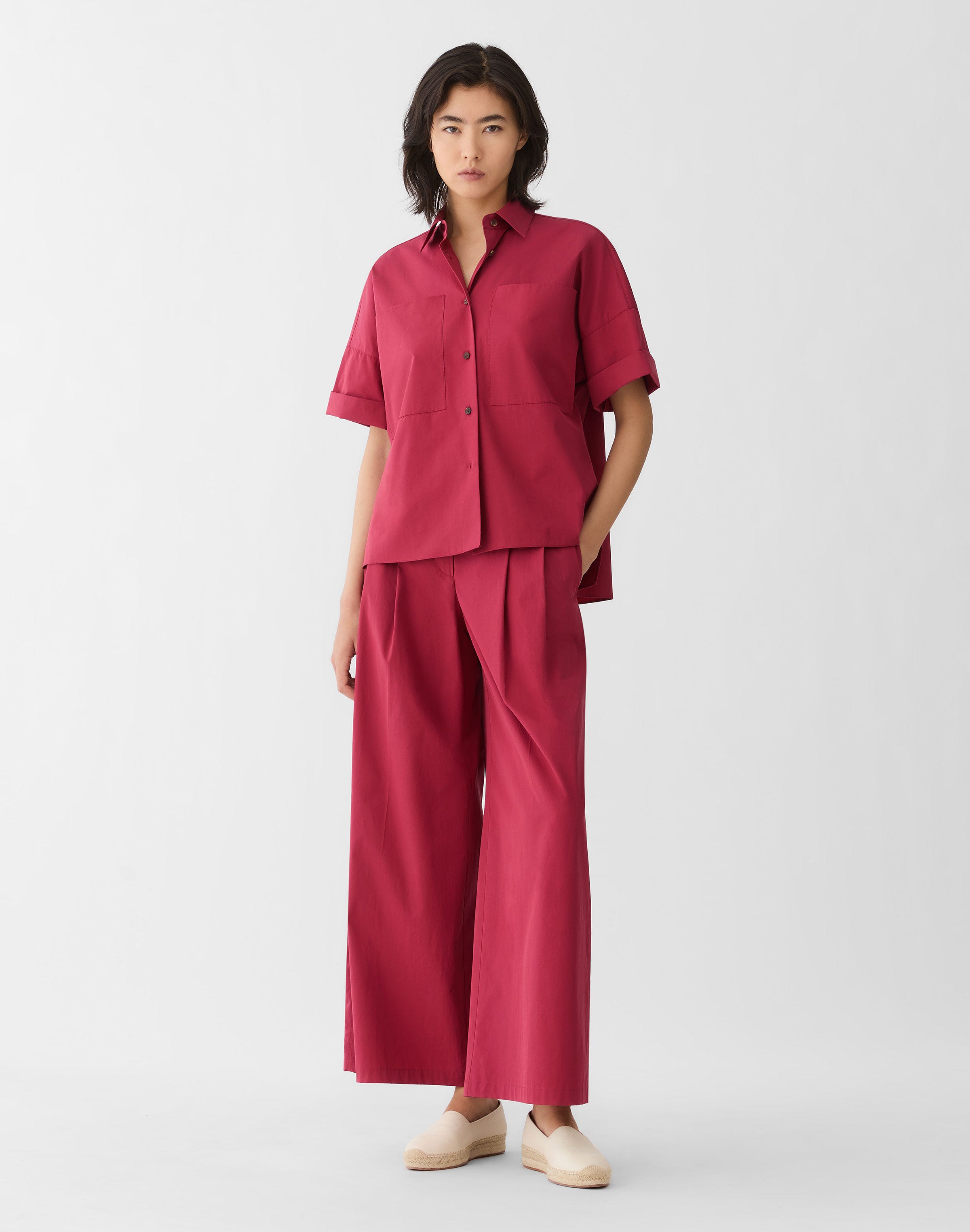 Plus-Size Organic Cotton Poplin Patch Pocket Shirt