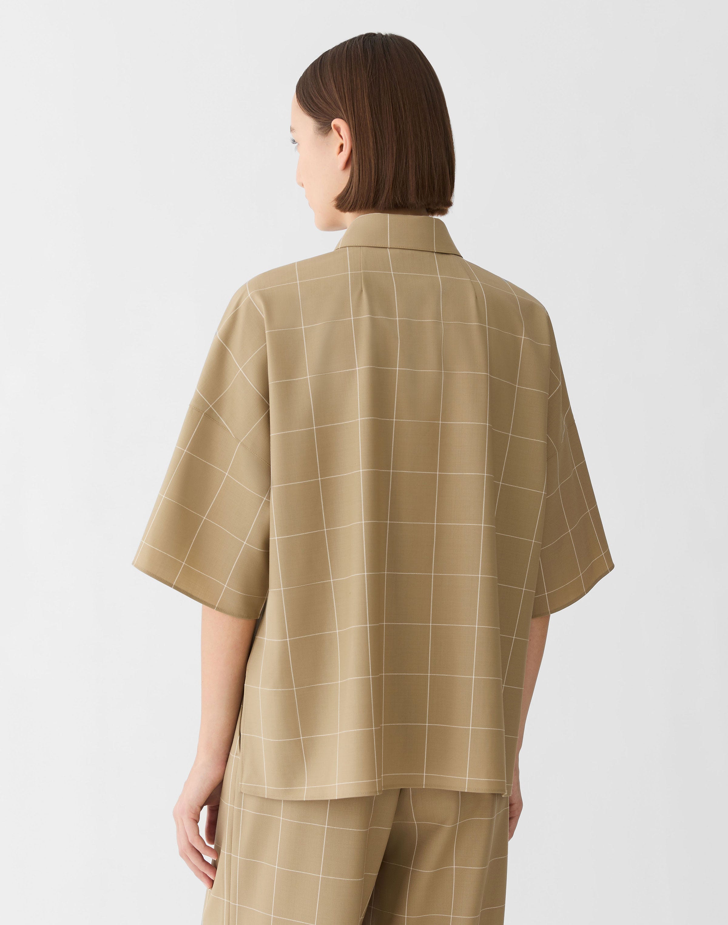 Garden Grid Tropical Wool Patch Pocket Shirt