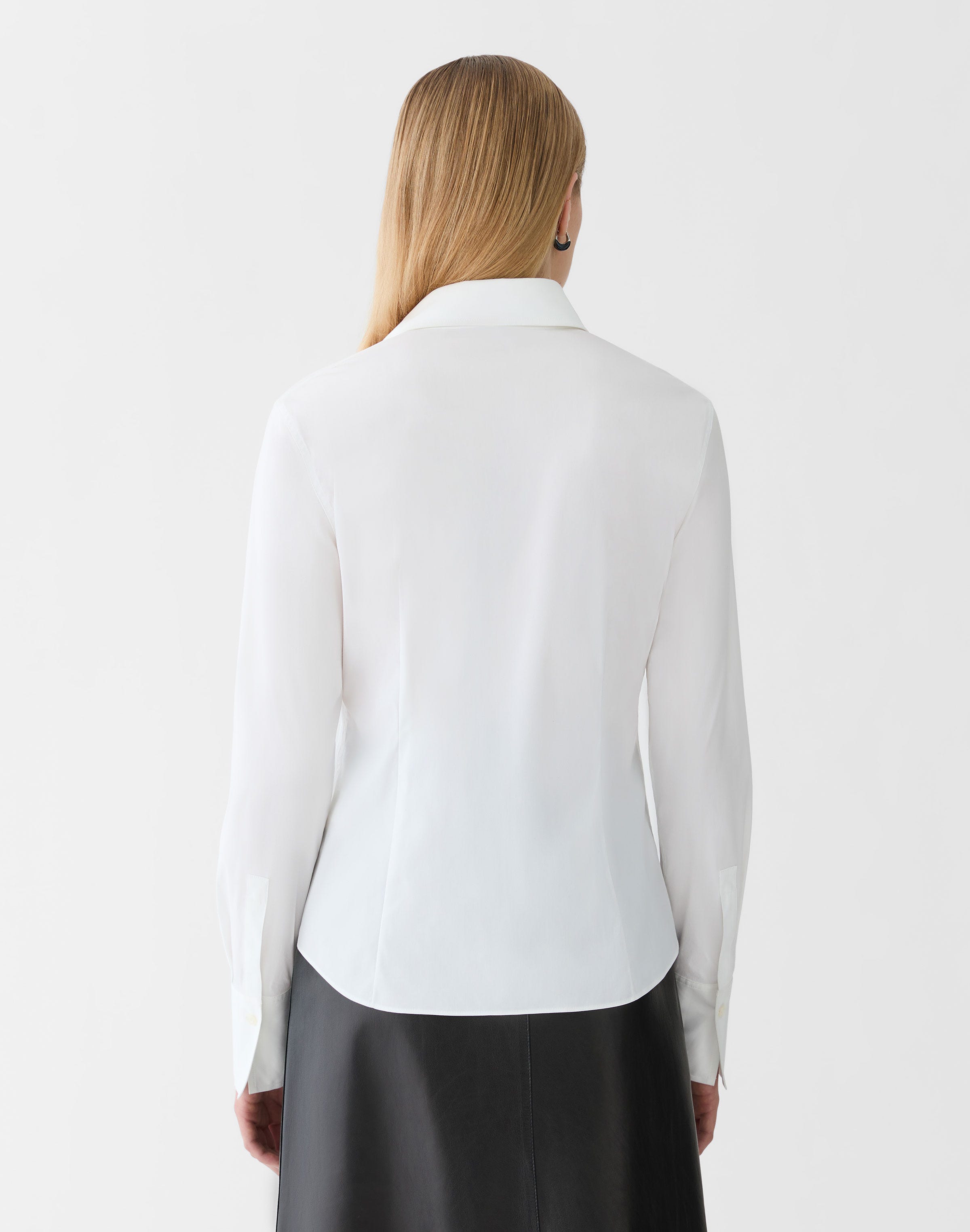 Plus-Size Stretch Cotton Button Front Slim Shirt