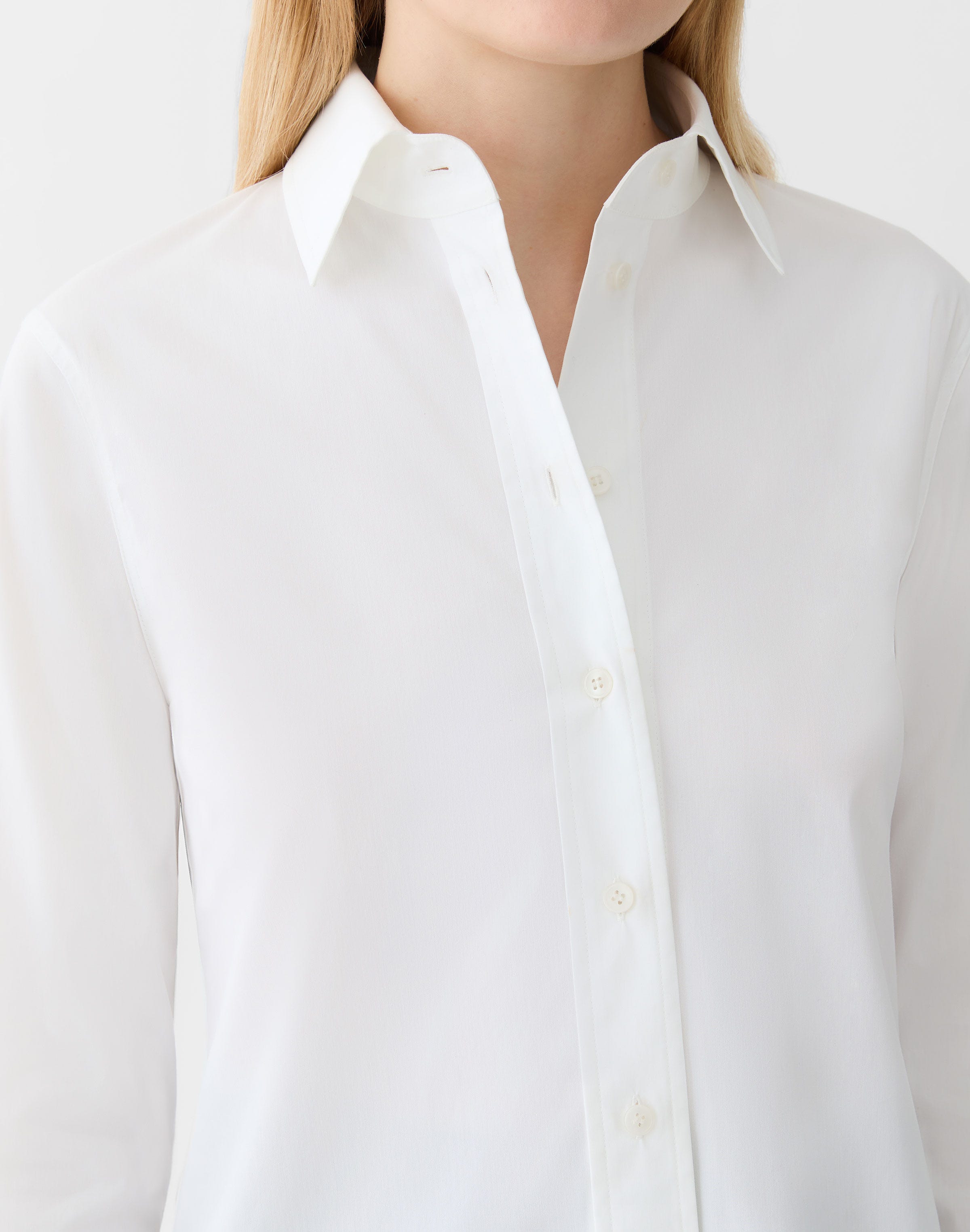 Plus-Size Stretch Cotton Button Front Slim Shirt