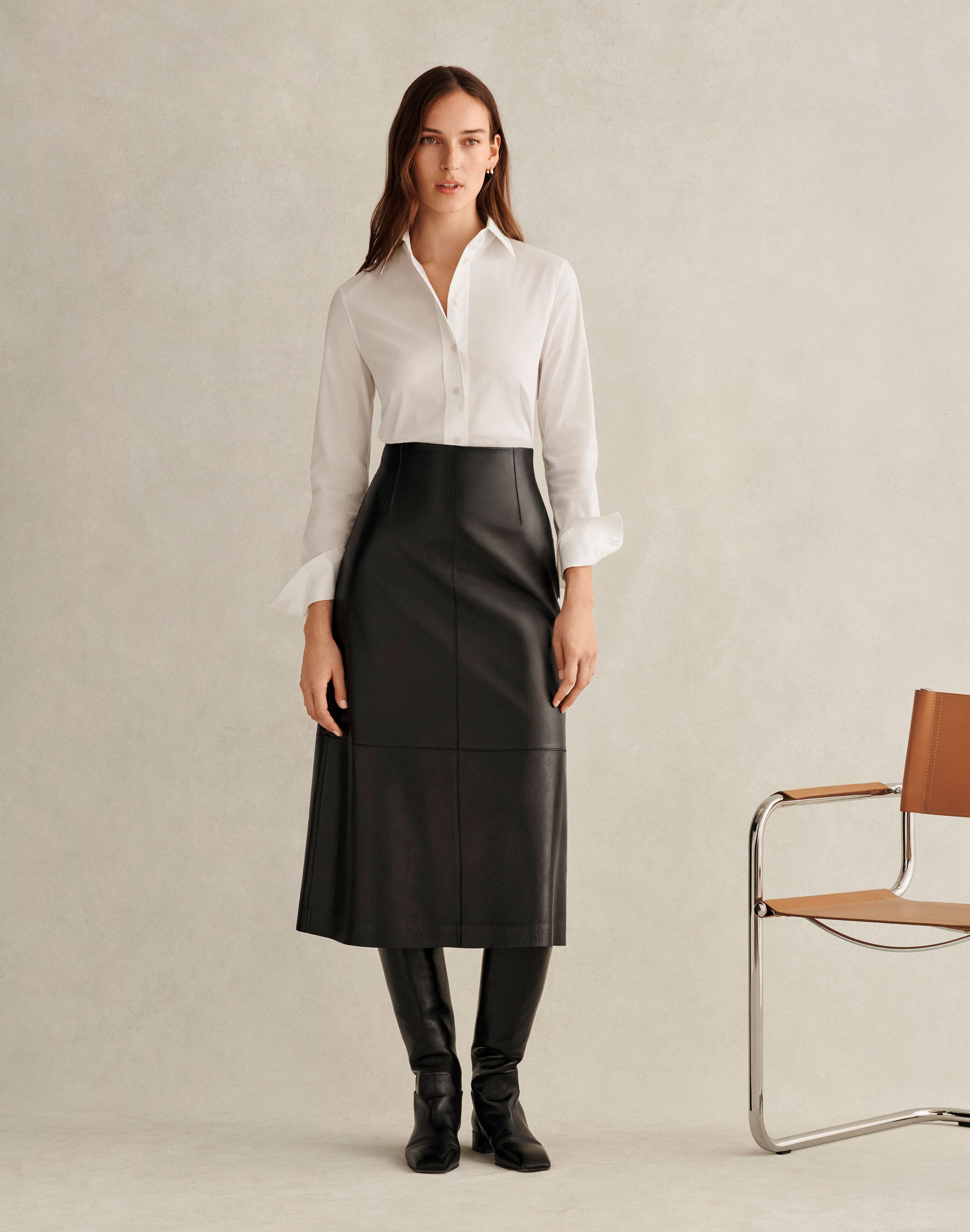 Plus-Size Stretch Cotton Button Front Slim Shirt
