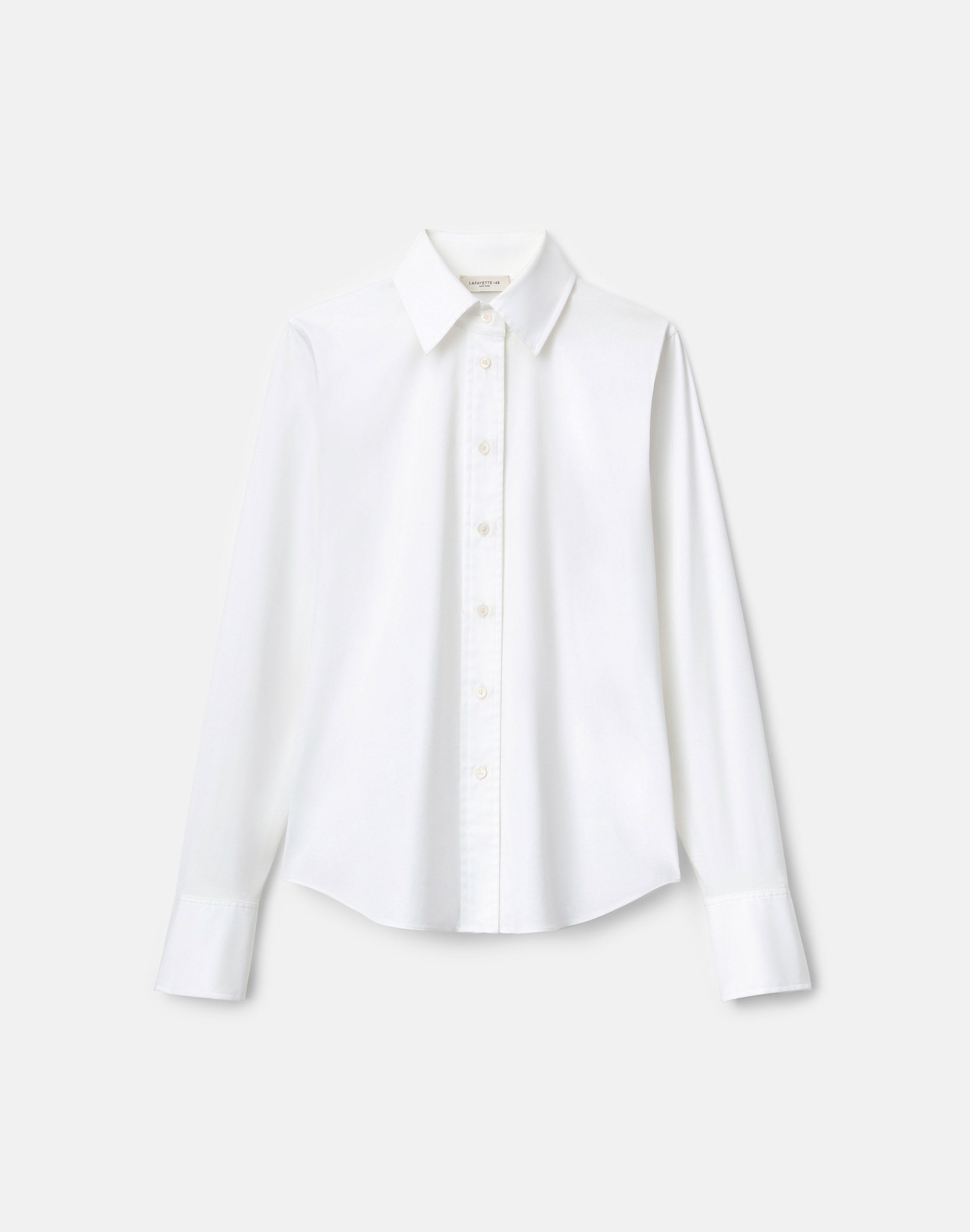 Plus-Size Stretch Cotton Button Front Slim Shirt