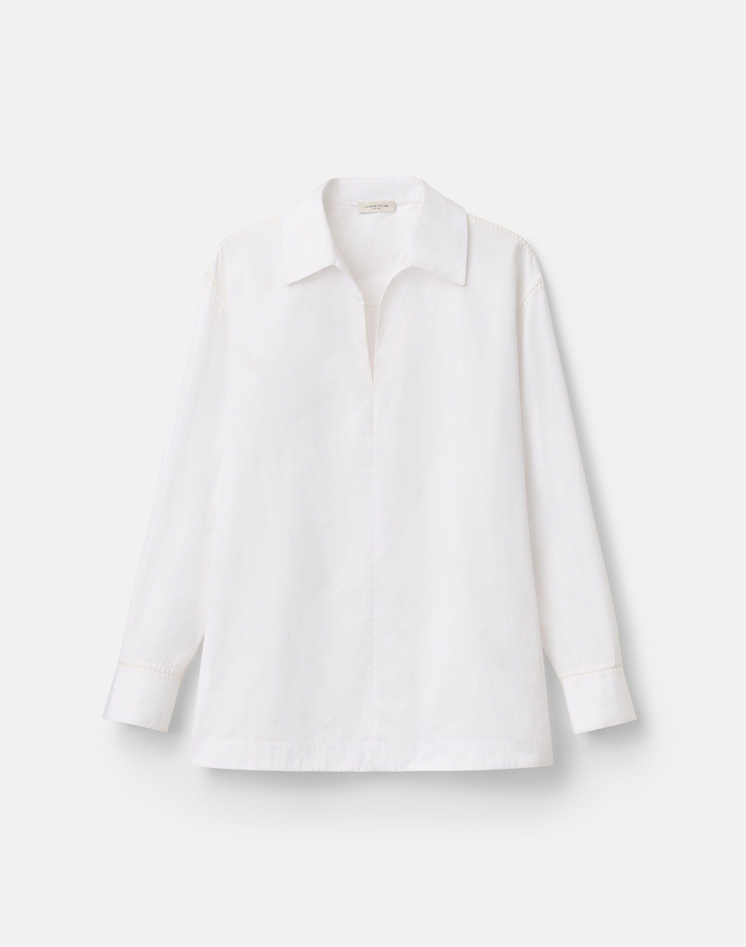 Organic Cotton Poplin Whipstitch Popover Blouse