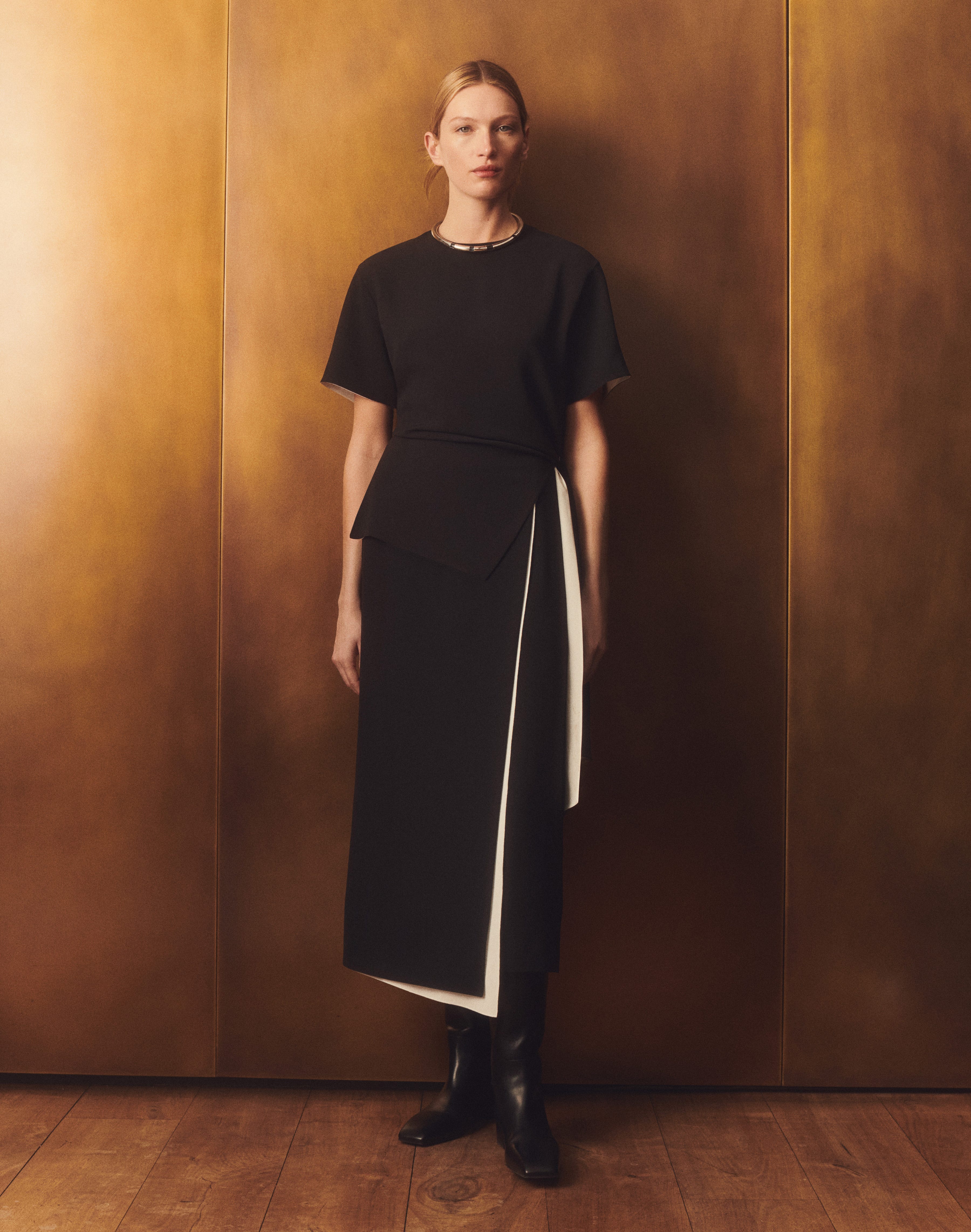 Reversible Side Tie Blouse and Asymmetric Skirt