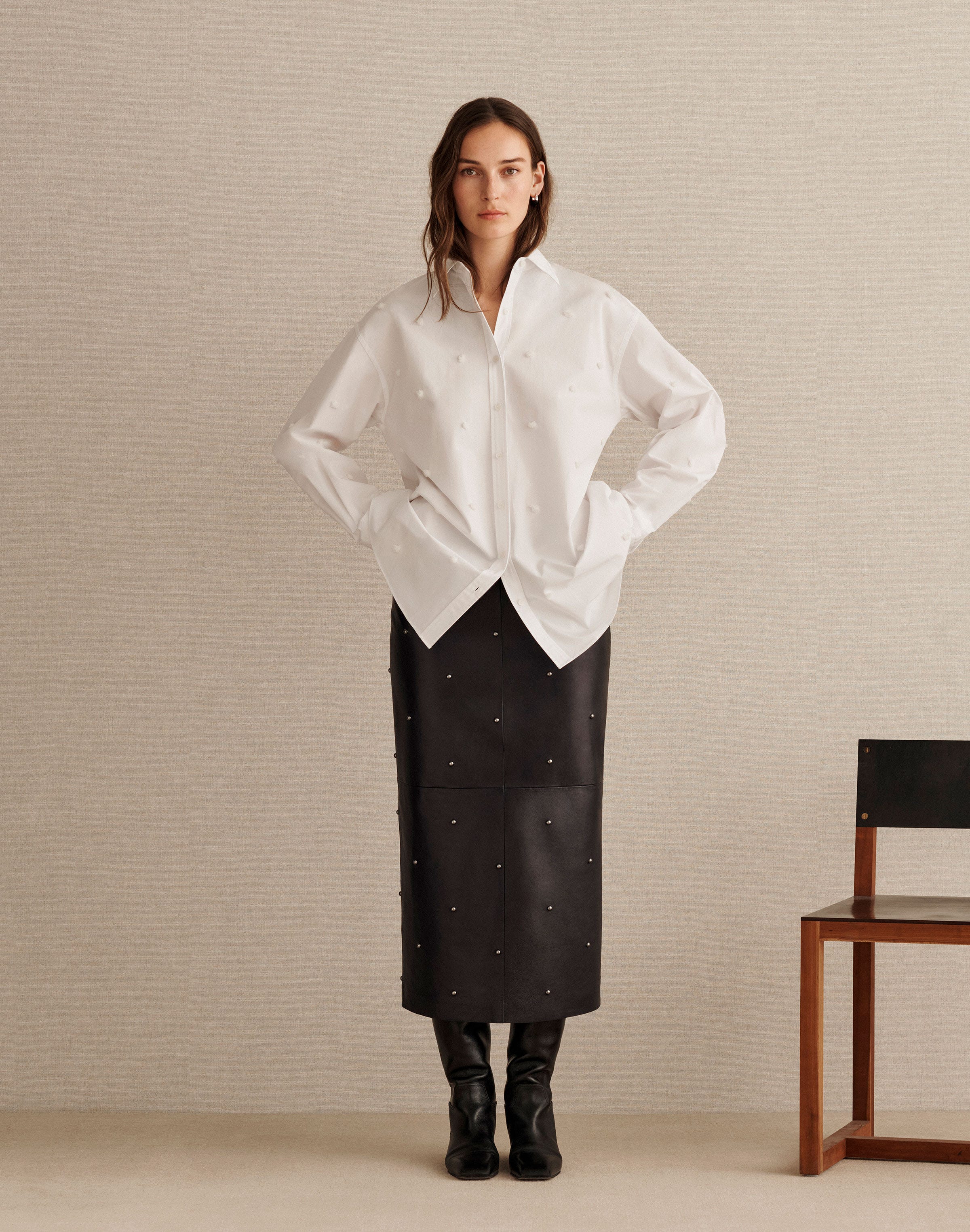 Organic Cotton Poplin Hand Embroidered Oversized Shirt