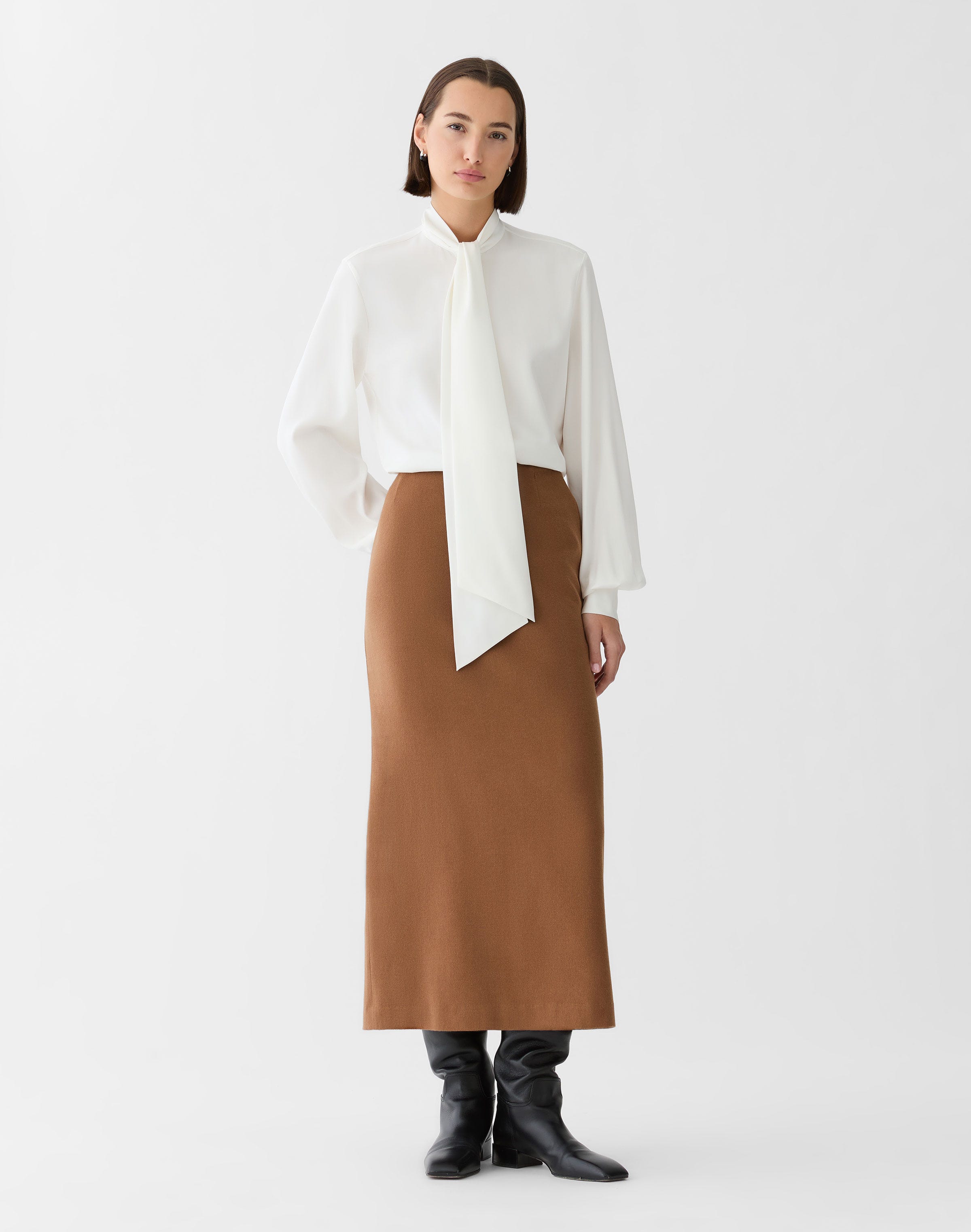 Organic Silk Stretch Georgette Tie Neck Blouse