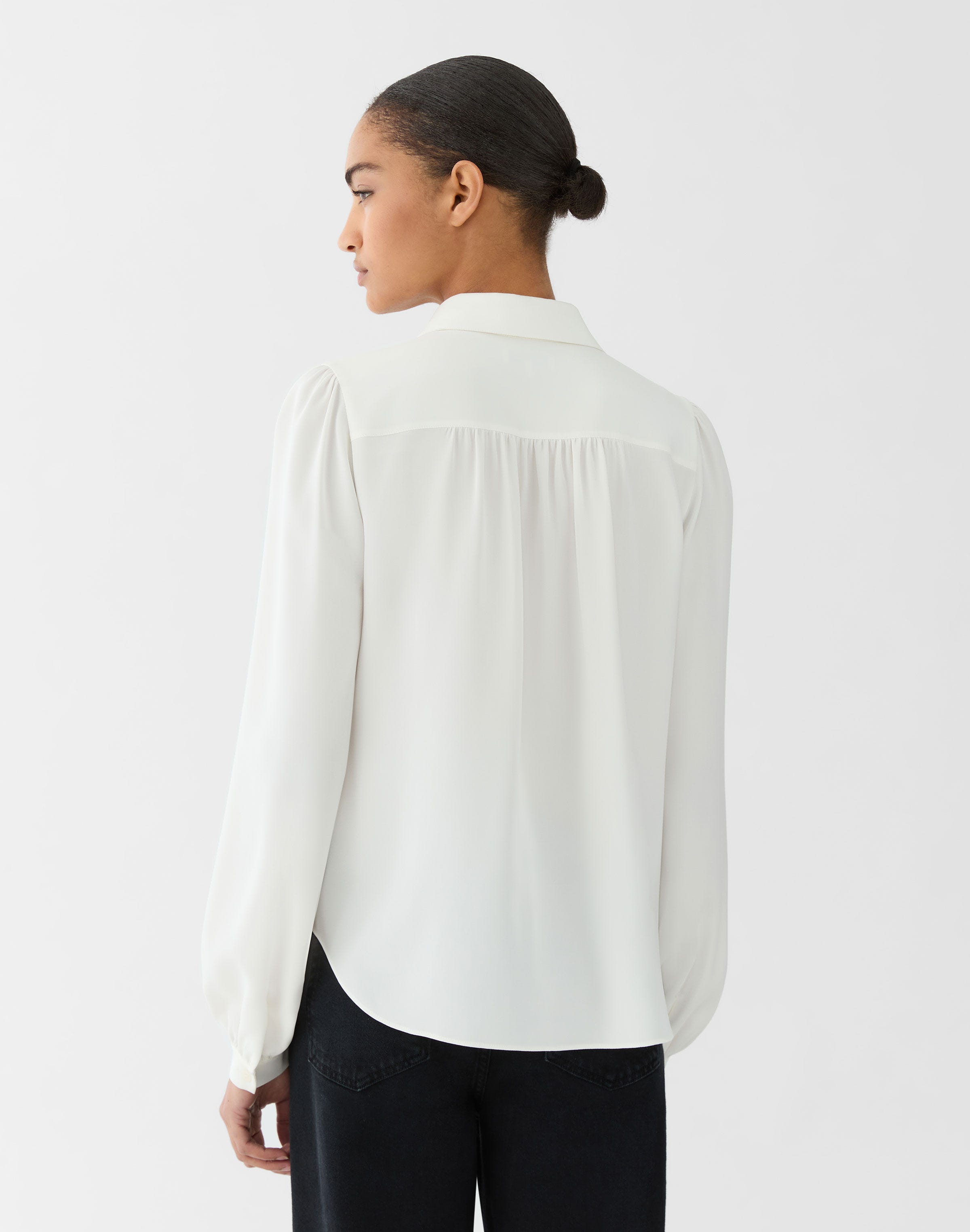 Organic Silk Stretch Georgette Shirred Blouse