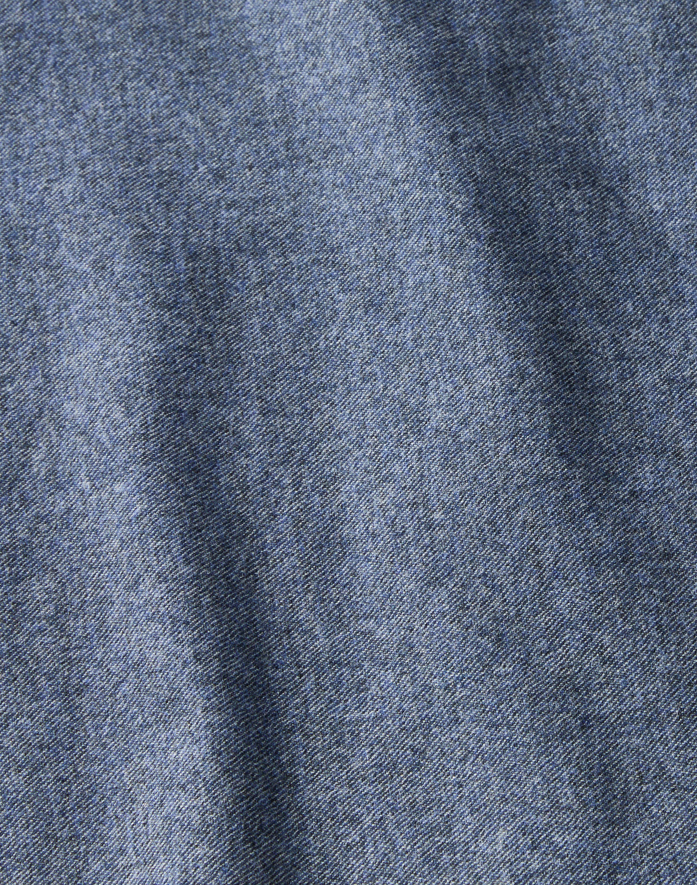 Denim-Effect Wool-Cashmere Flannel Western Blouse