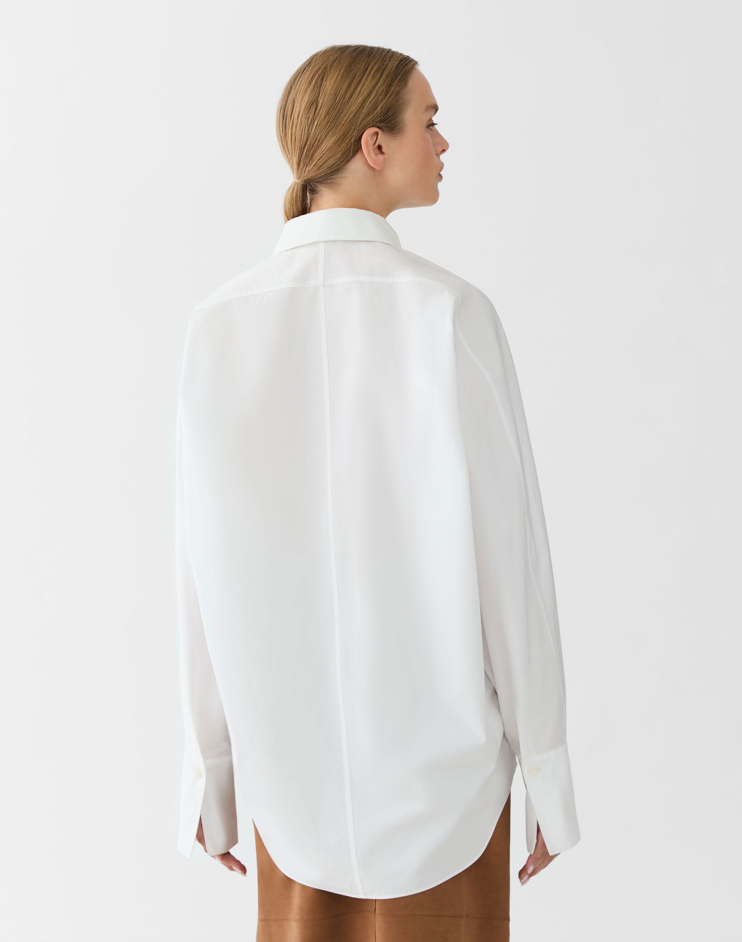 Organic Cotton Poplin Rounded Sleeve Shirt