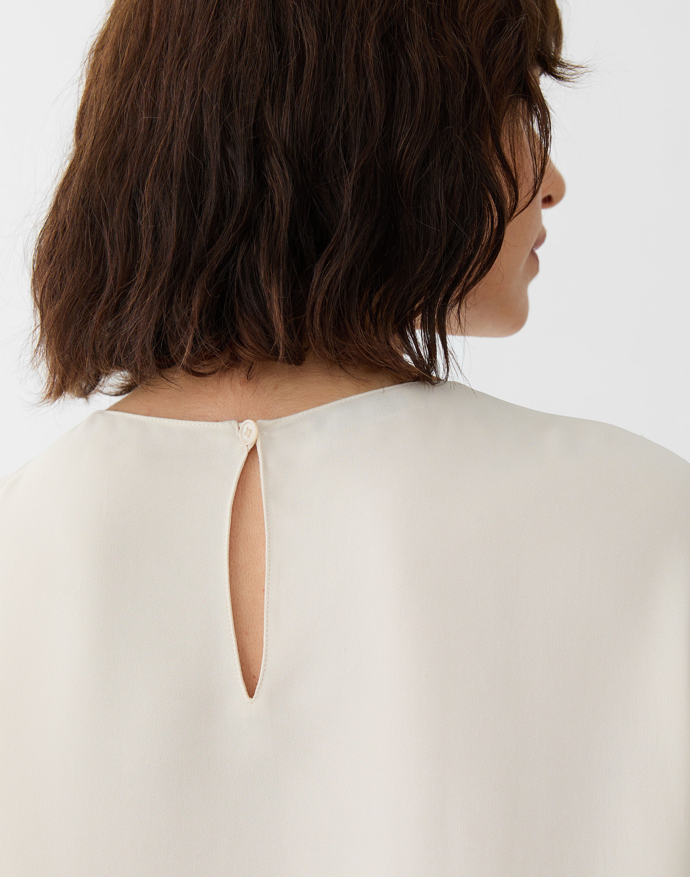 Organic Silk Georgette Jewel Neck Blouse
