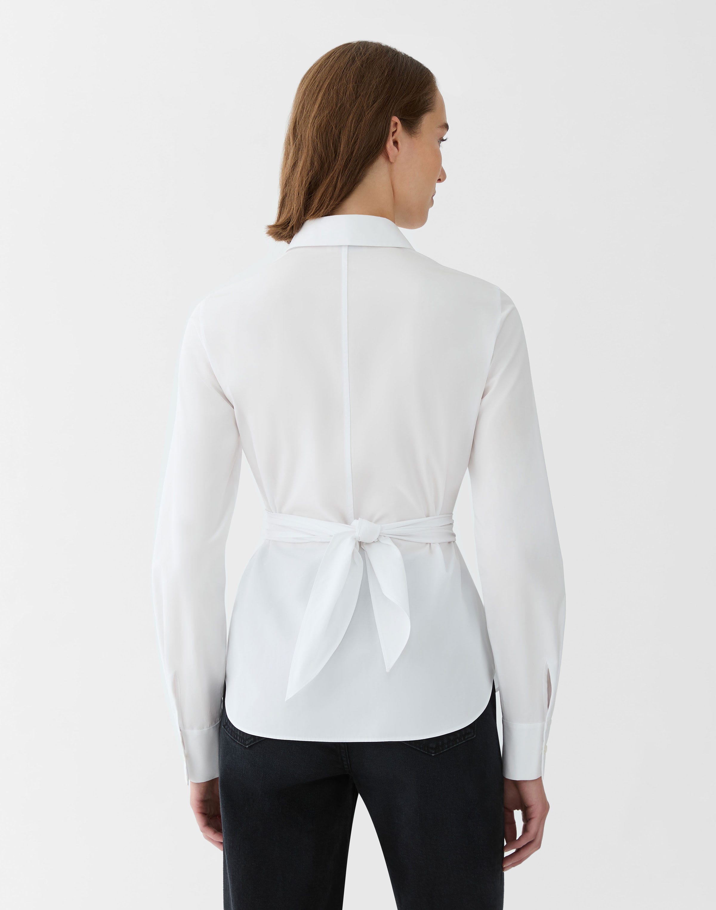 Plus-Size Organic Cotton Poplin Long Sleeve Wrap Shirt