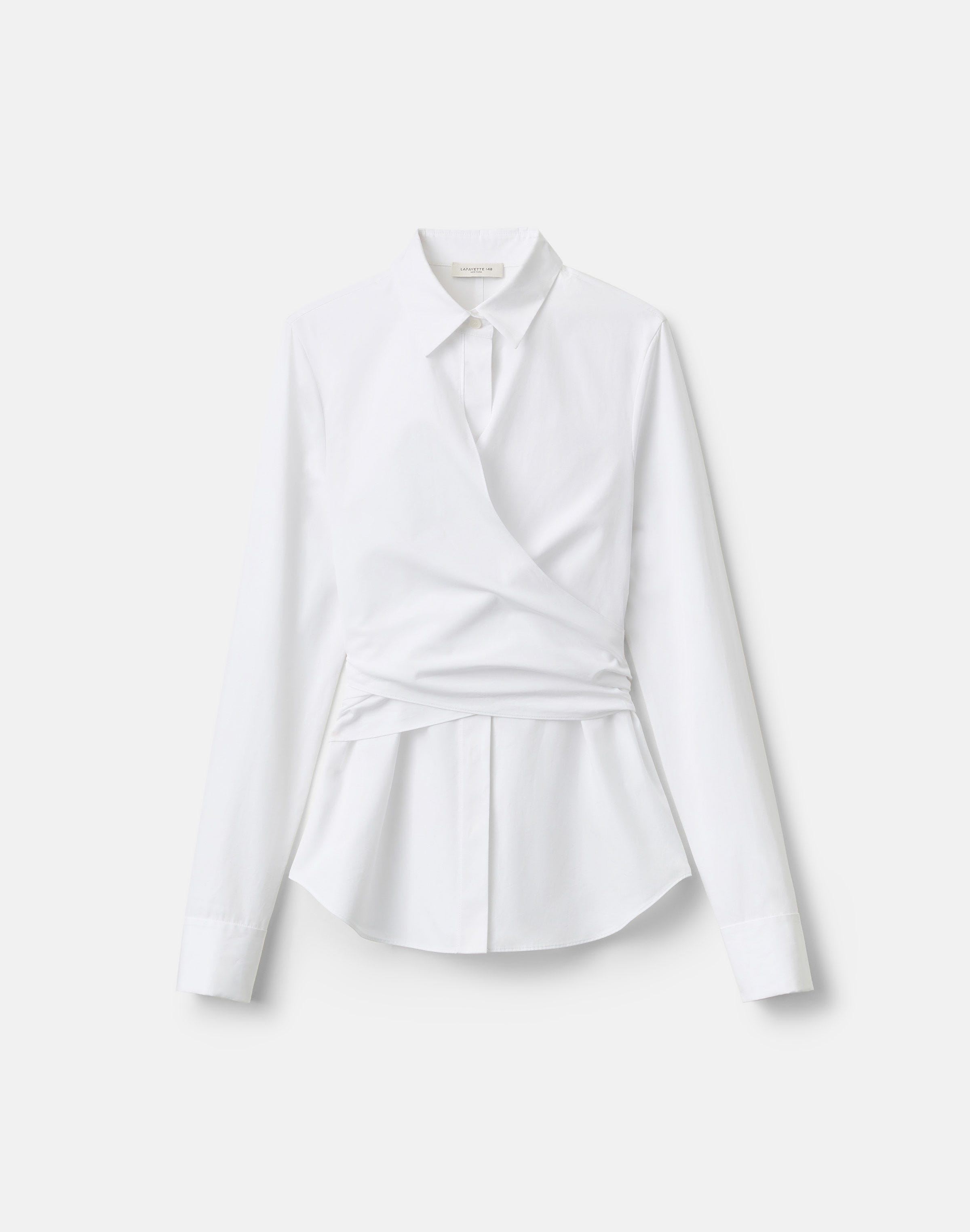 Plus-Size Organic Cotton Poplin Long Sleeve Wrap Shirt