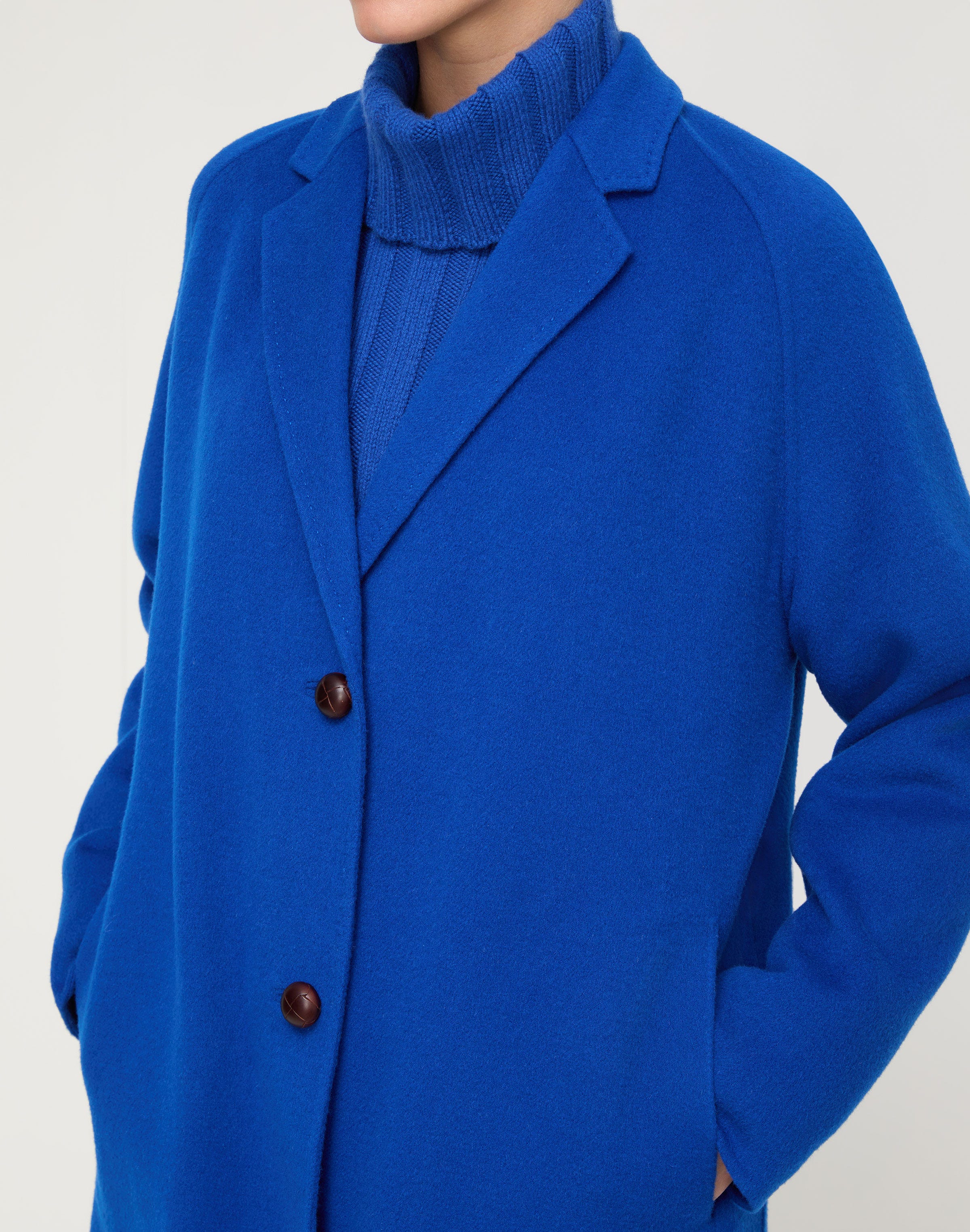 Plus-Size Wool-Cashmere Double Face Two Button Car Coat