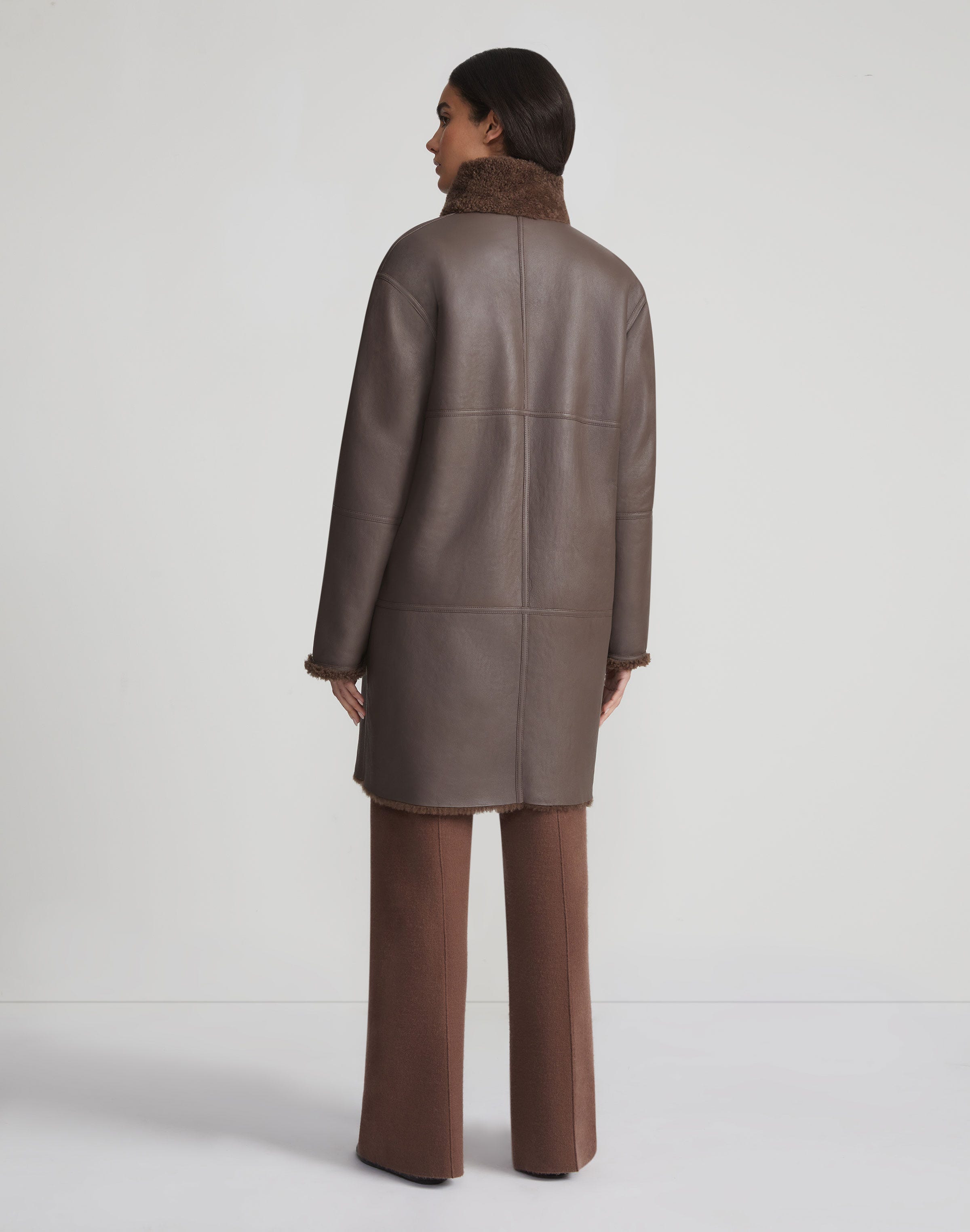 Shearling Reversible Funnel Collar Coat