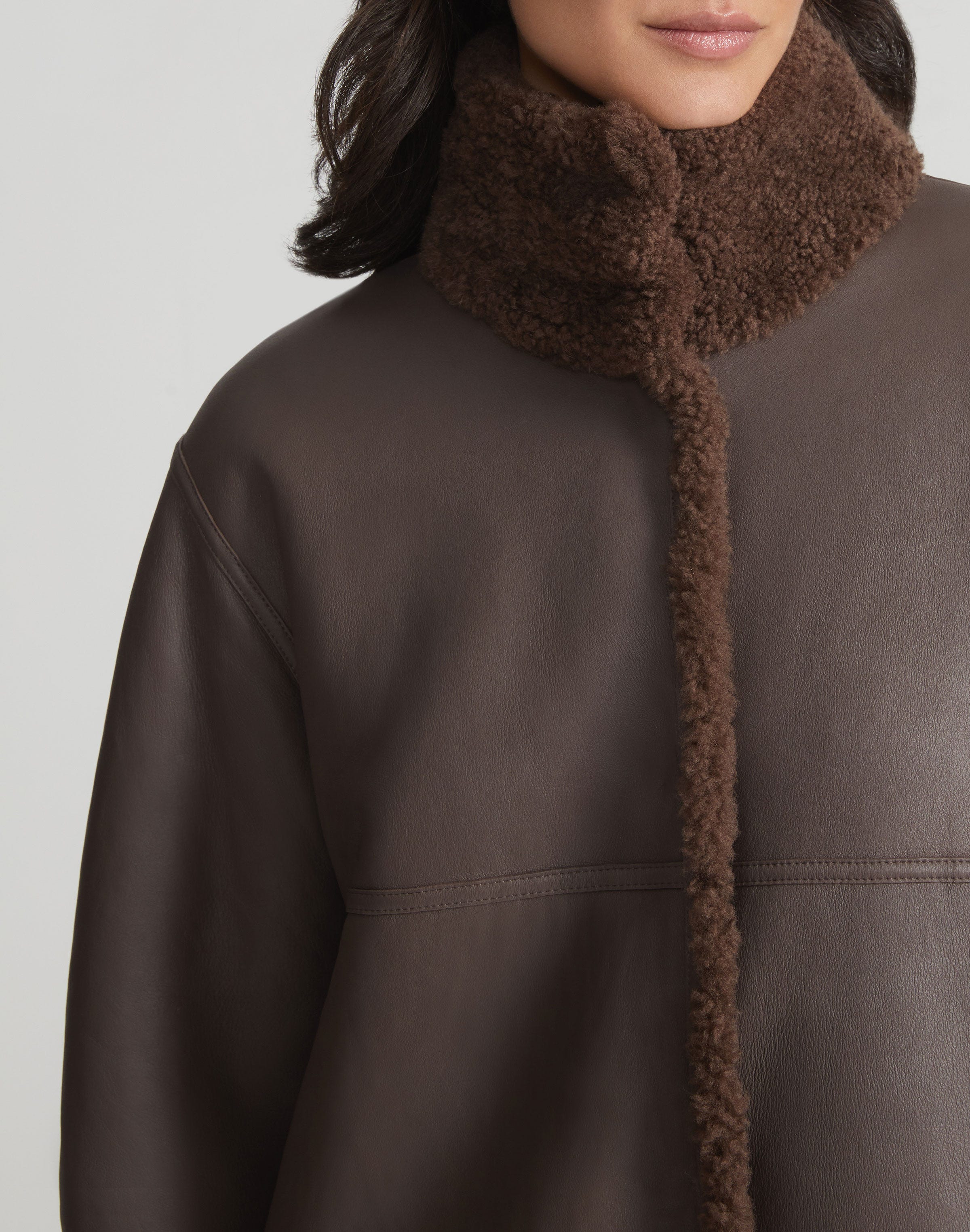 Shearling Reversible Funnel Collar Coat