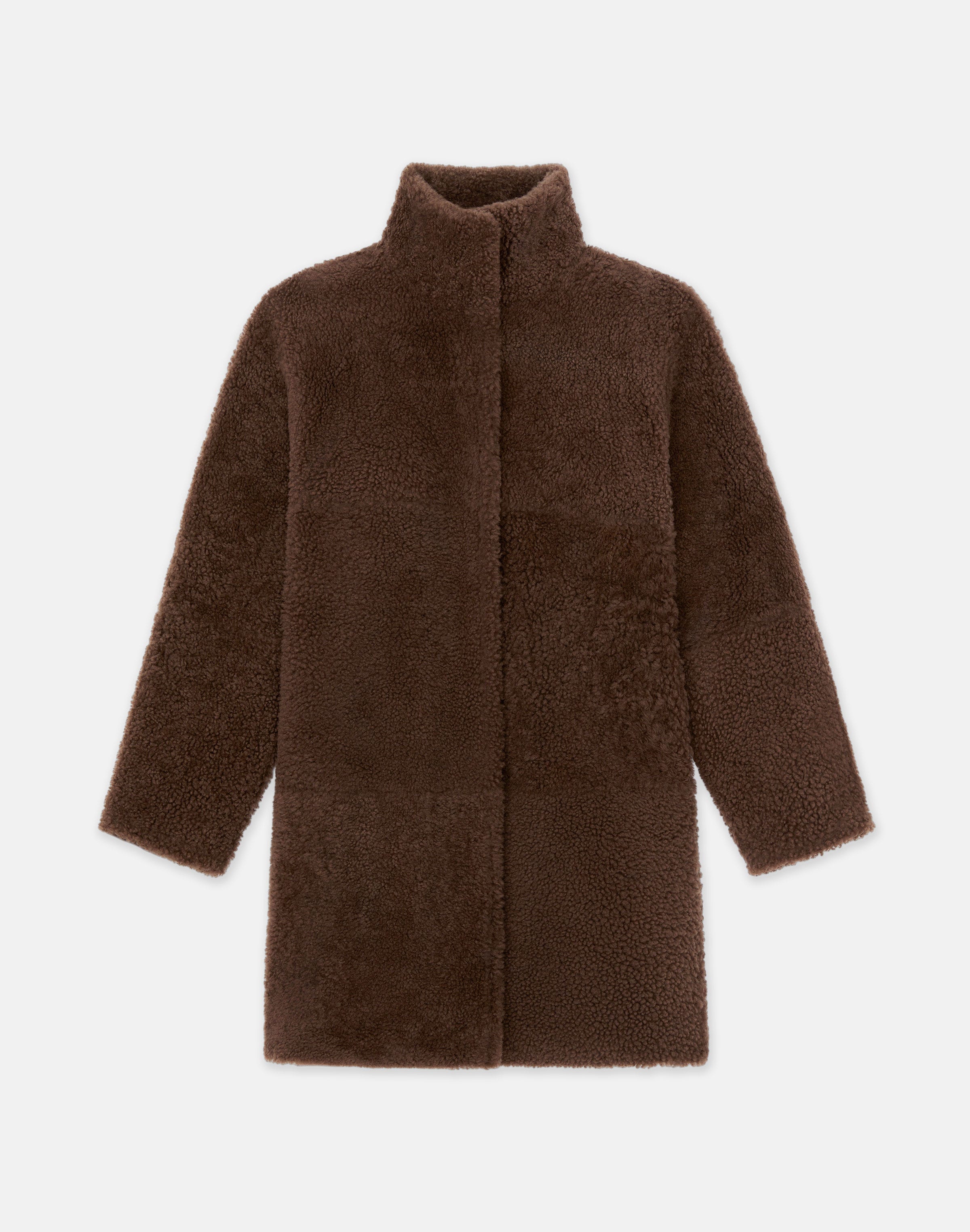 Shearling Reversible Funnel Collar Coat