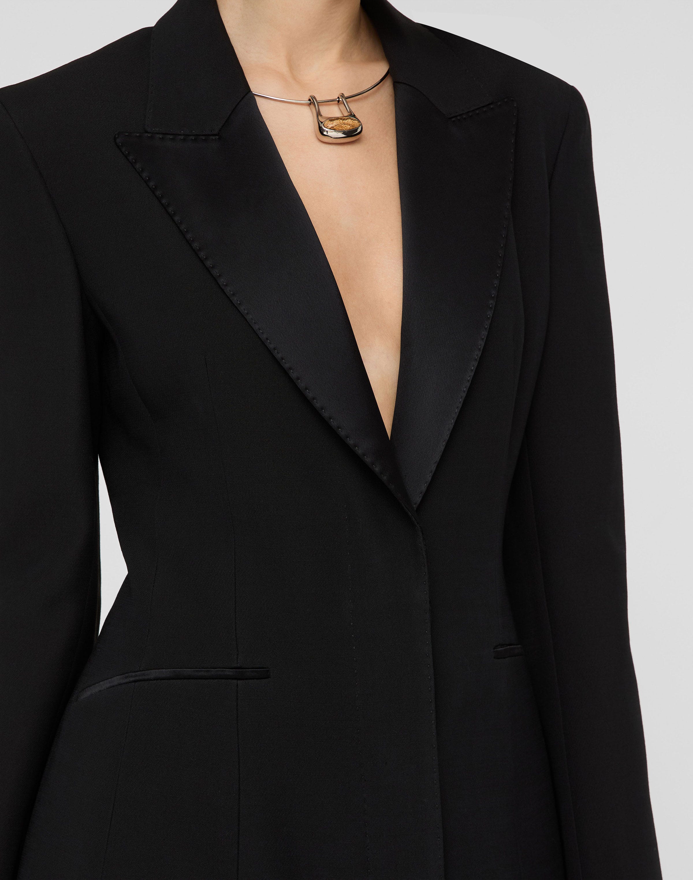 Wool-Silk Crepe Tuxedo Coat