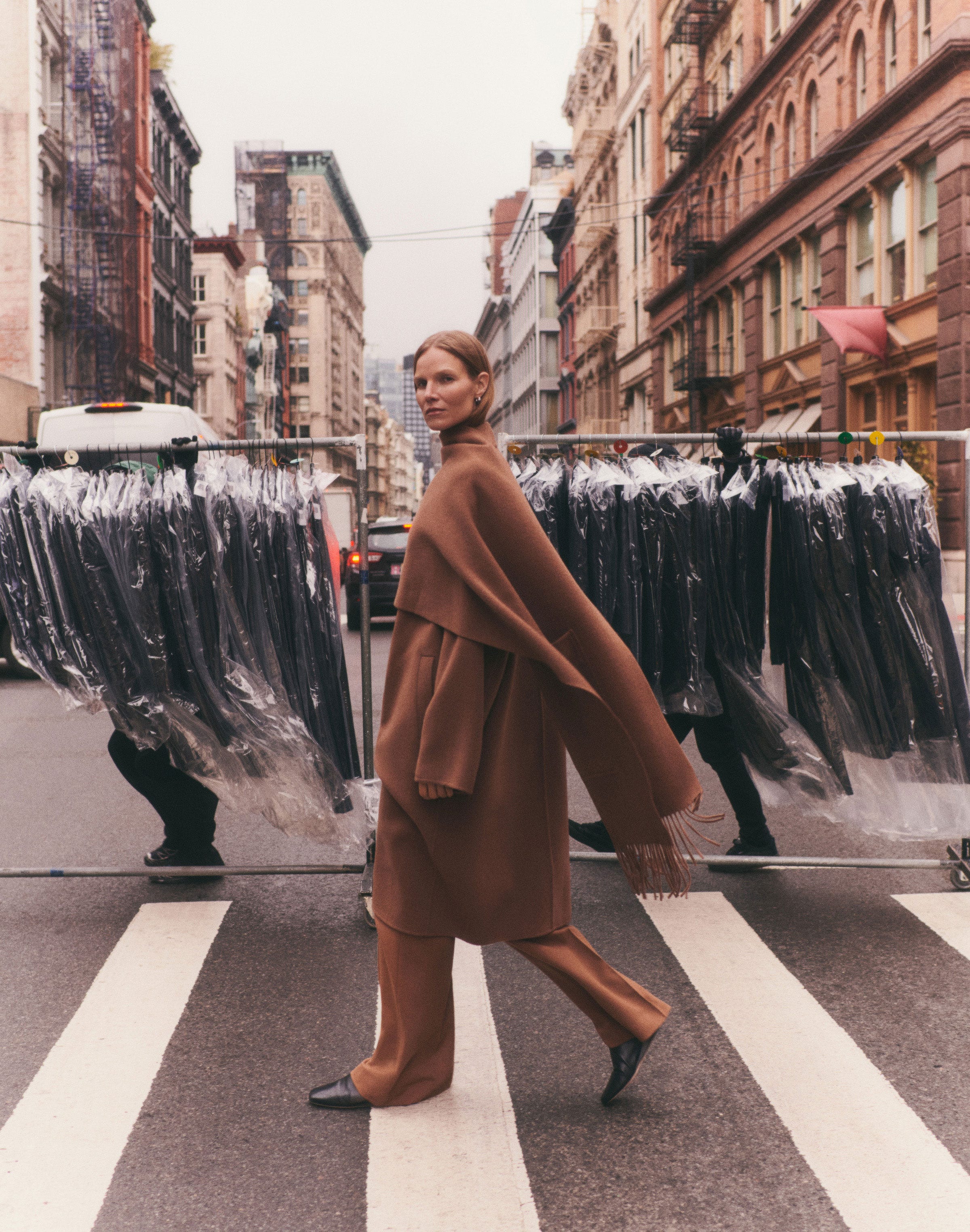 Wool-Cashmere Coat and Camel Hair Lafayette Pant with Cashmere Scarf