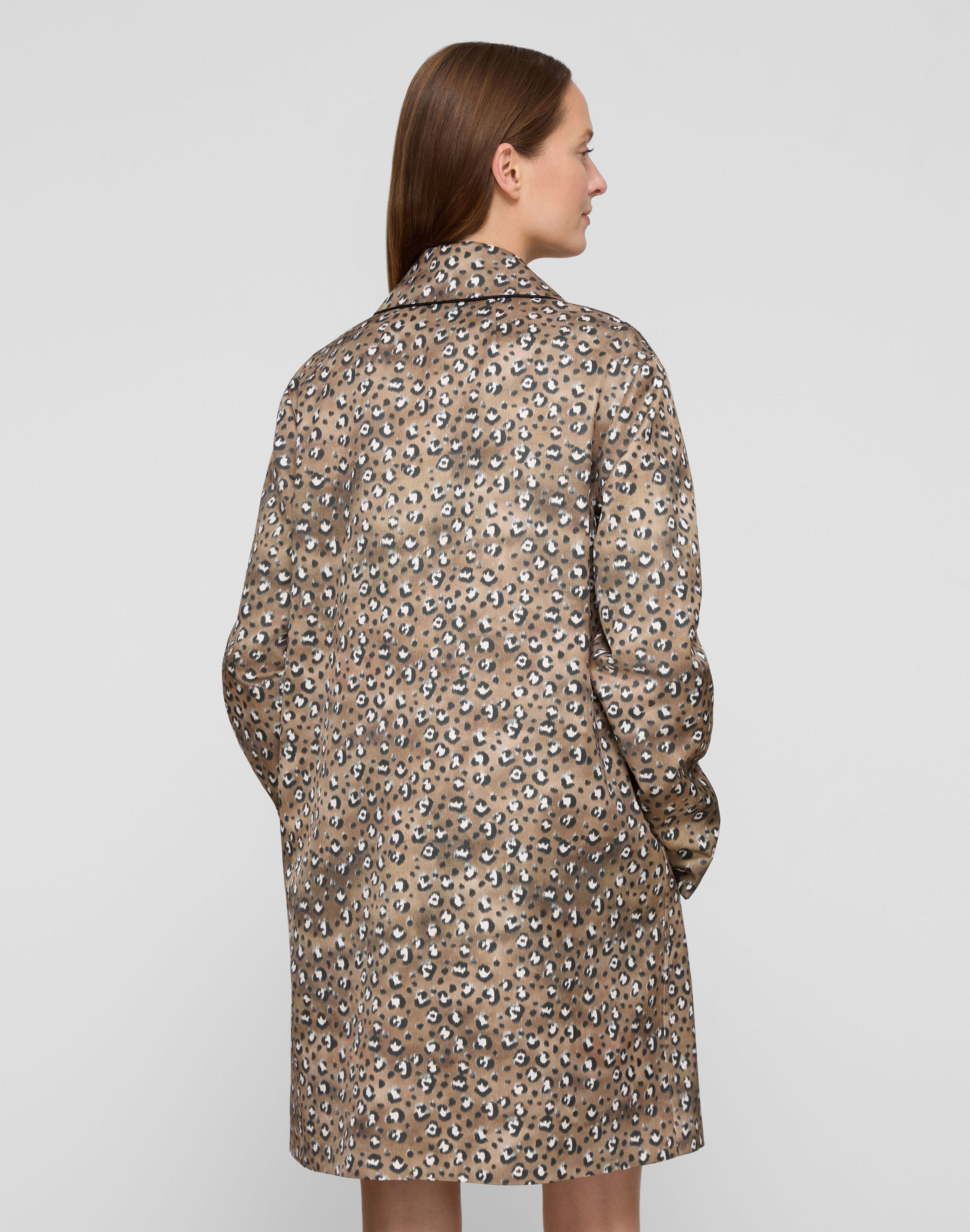 Leopard Print Cotton-Viscose Twill Coat