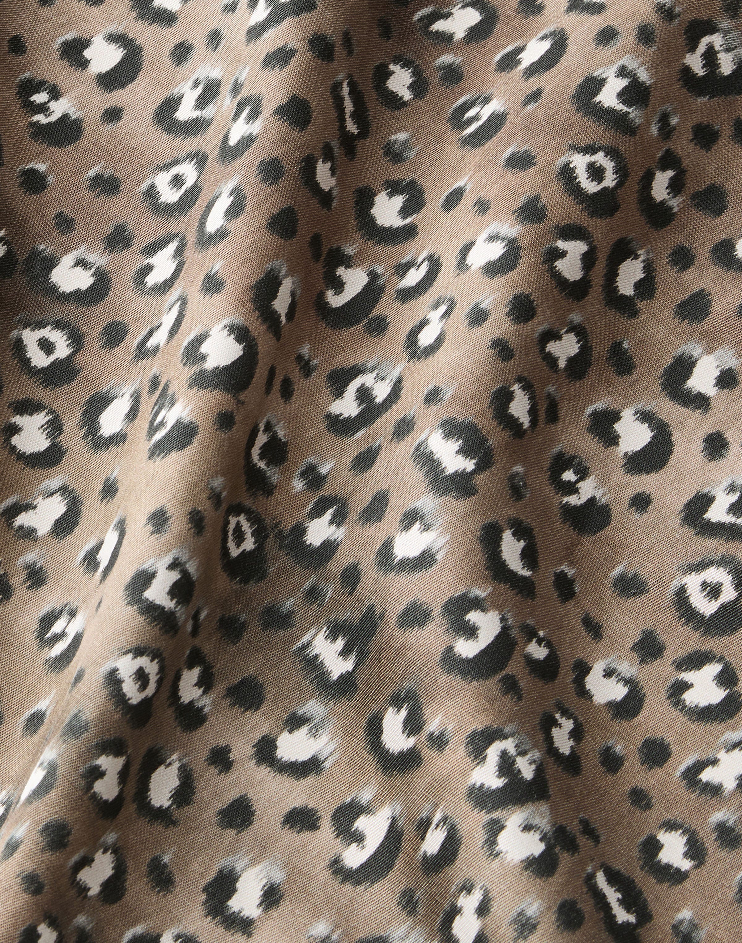 Leopard Print Cotton-Viscose Twill Coat