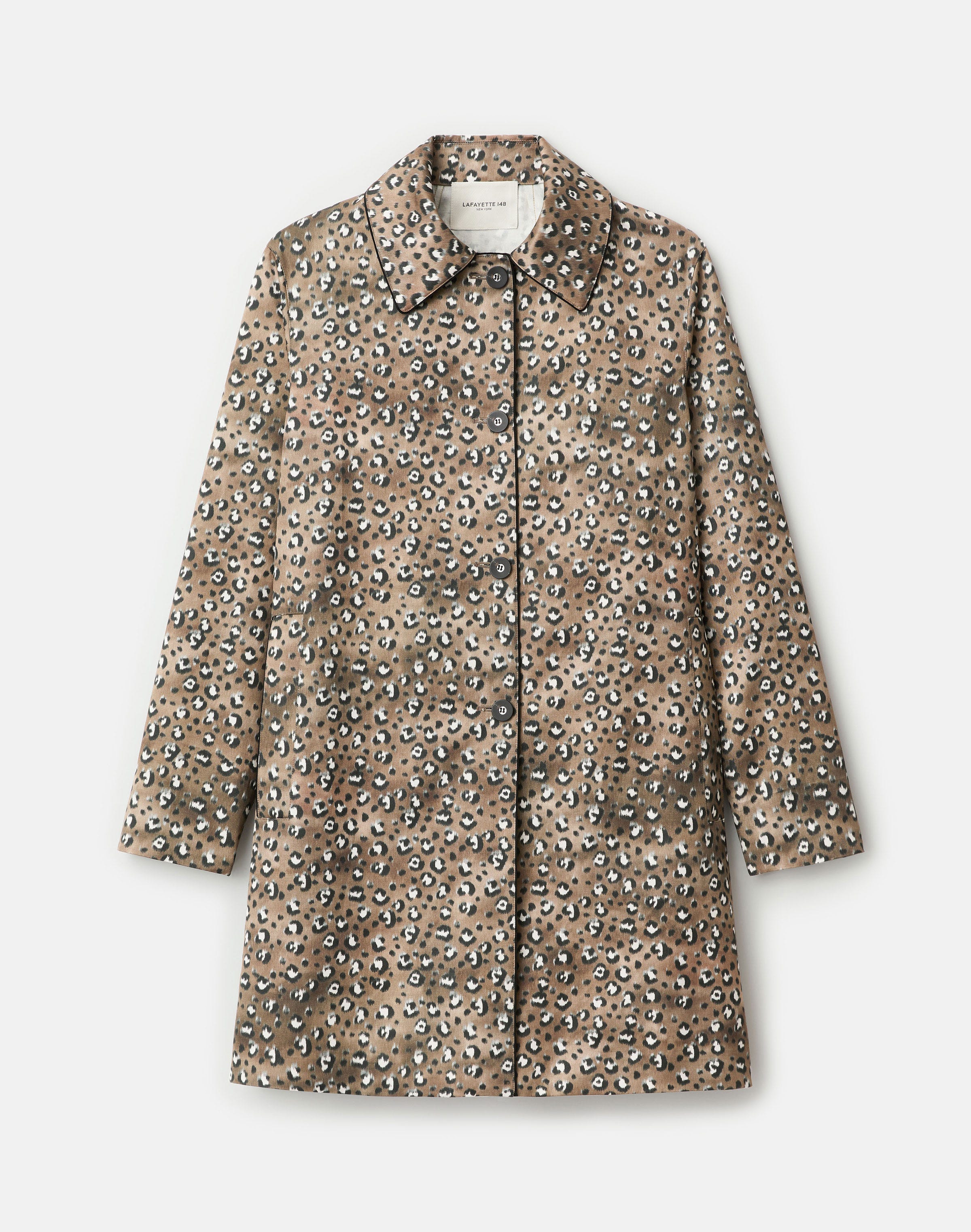 Leopard Print Cotton-Viscose Twill Coat