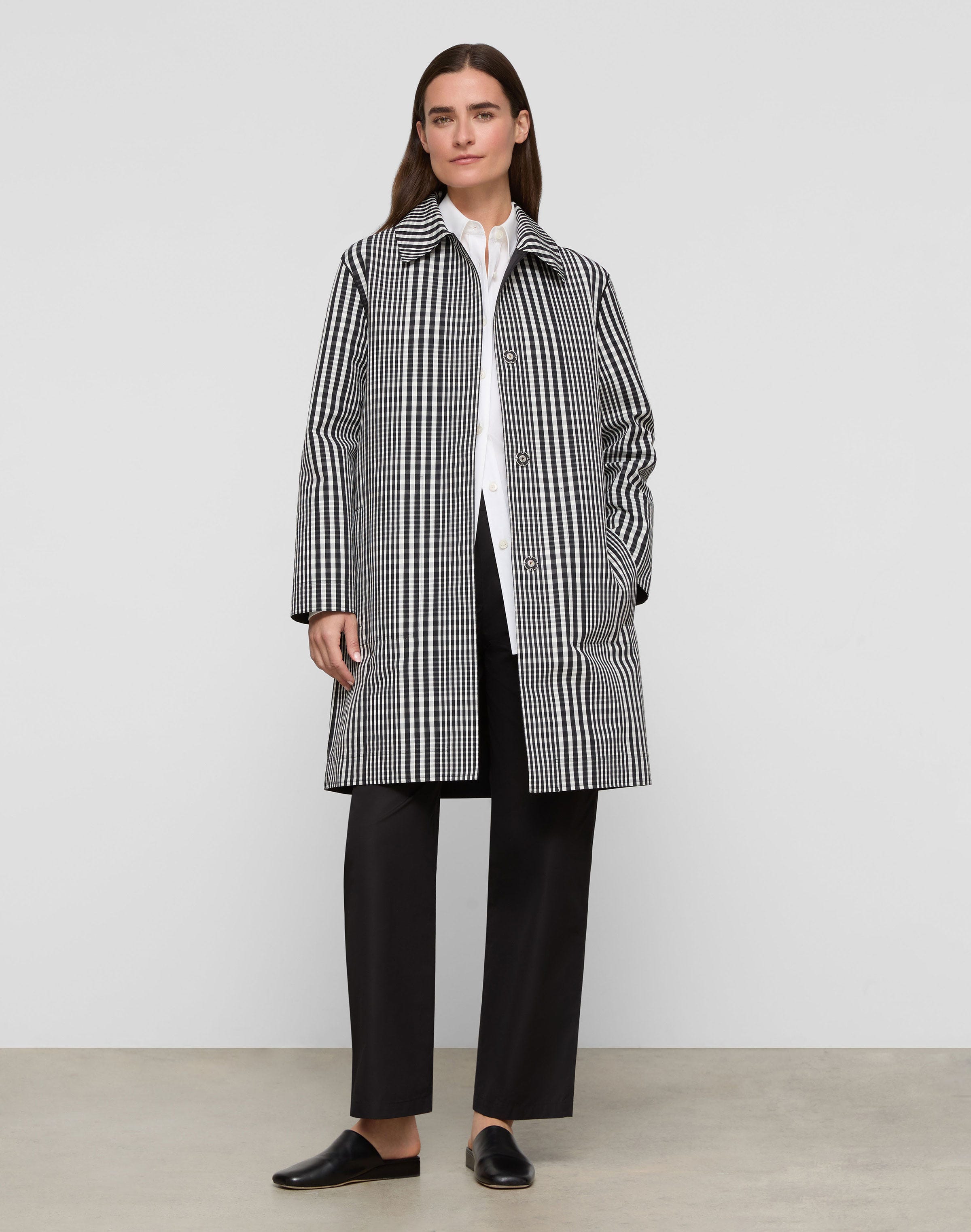 Grid Plaid Bonded Reversible Coat