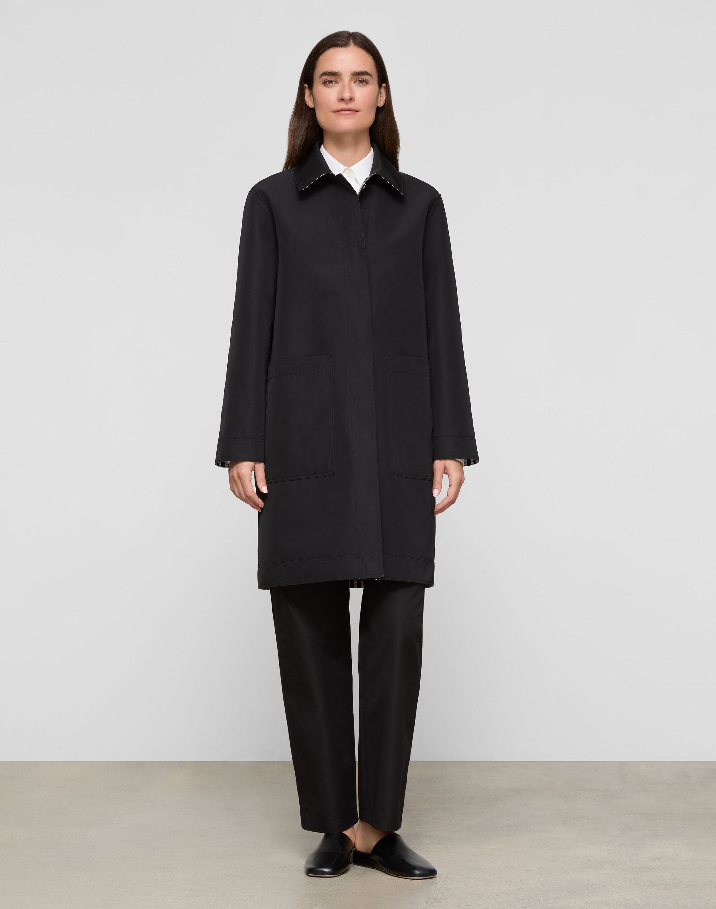 Grid Plaid Bonded Reversible Coat