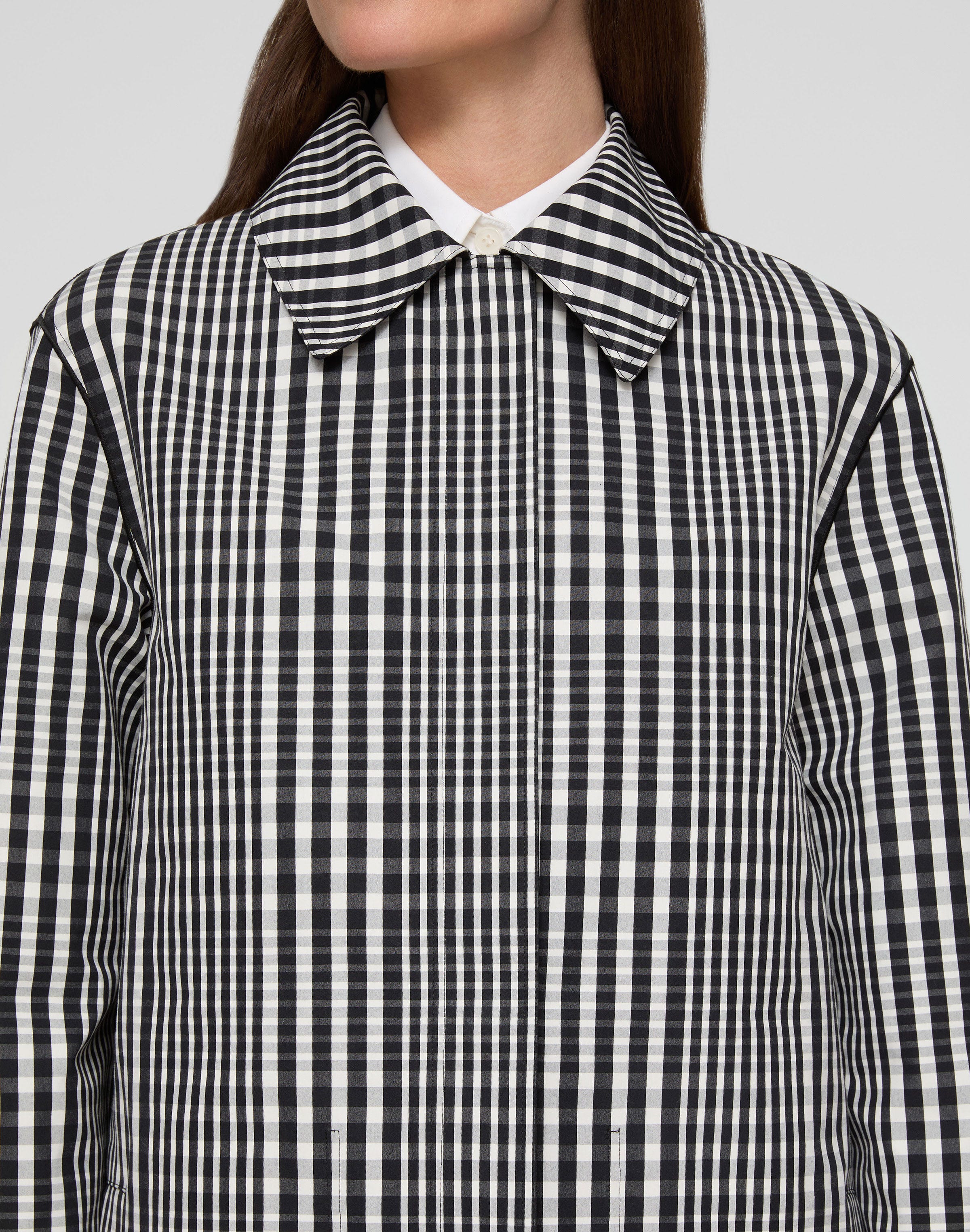 Grid Plaid Bonded Reversible Coat