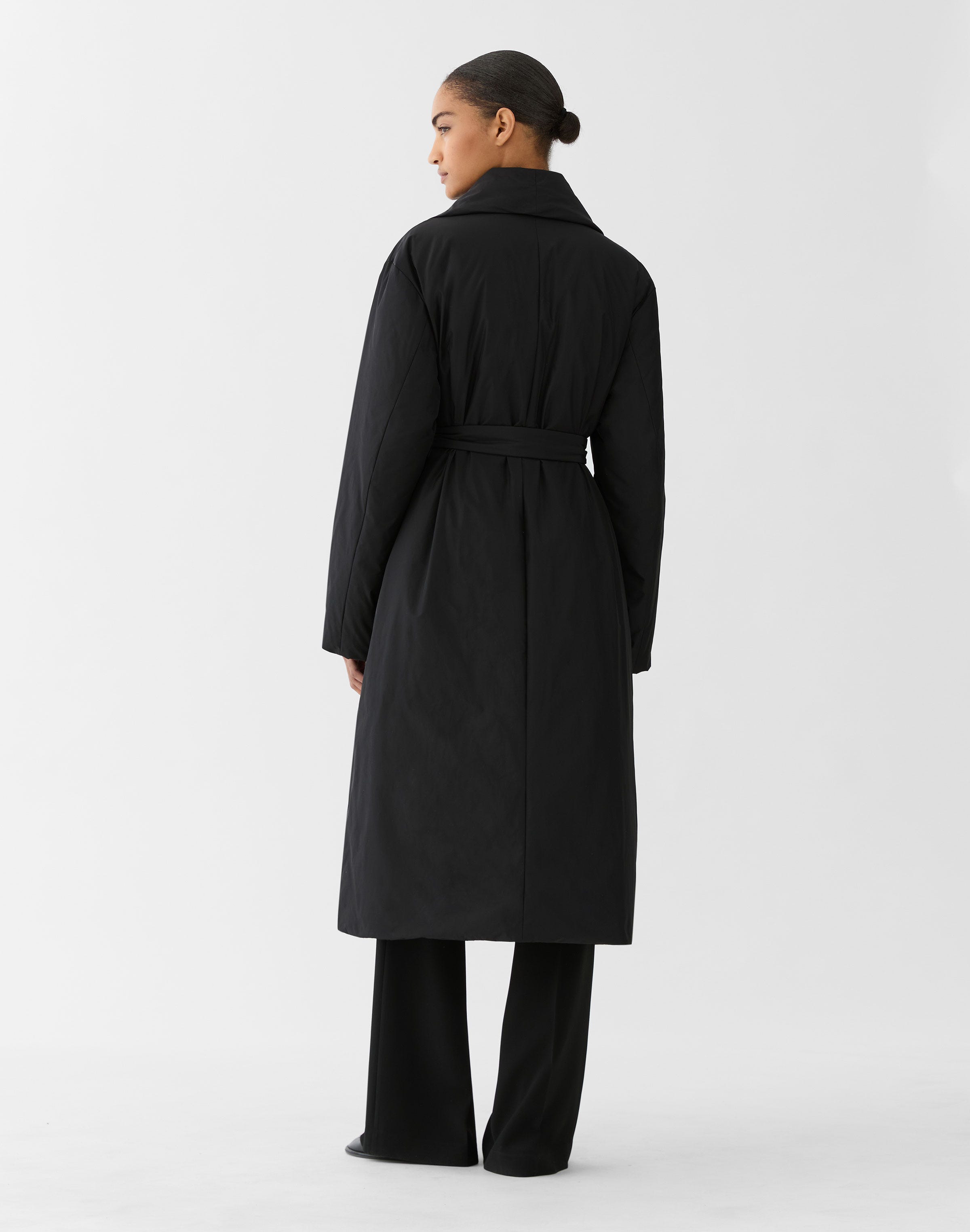 Micro Tech Twill Belted Down Coat