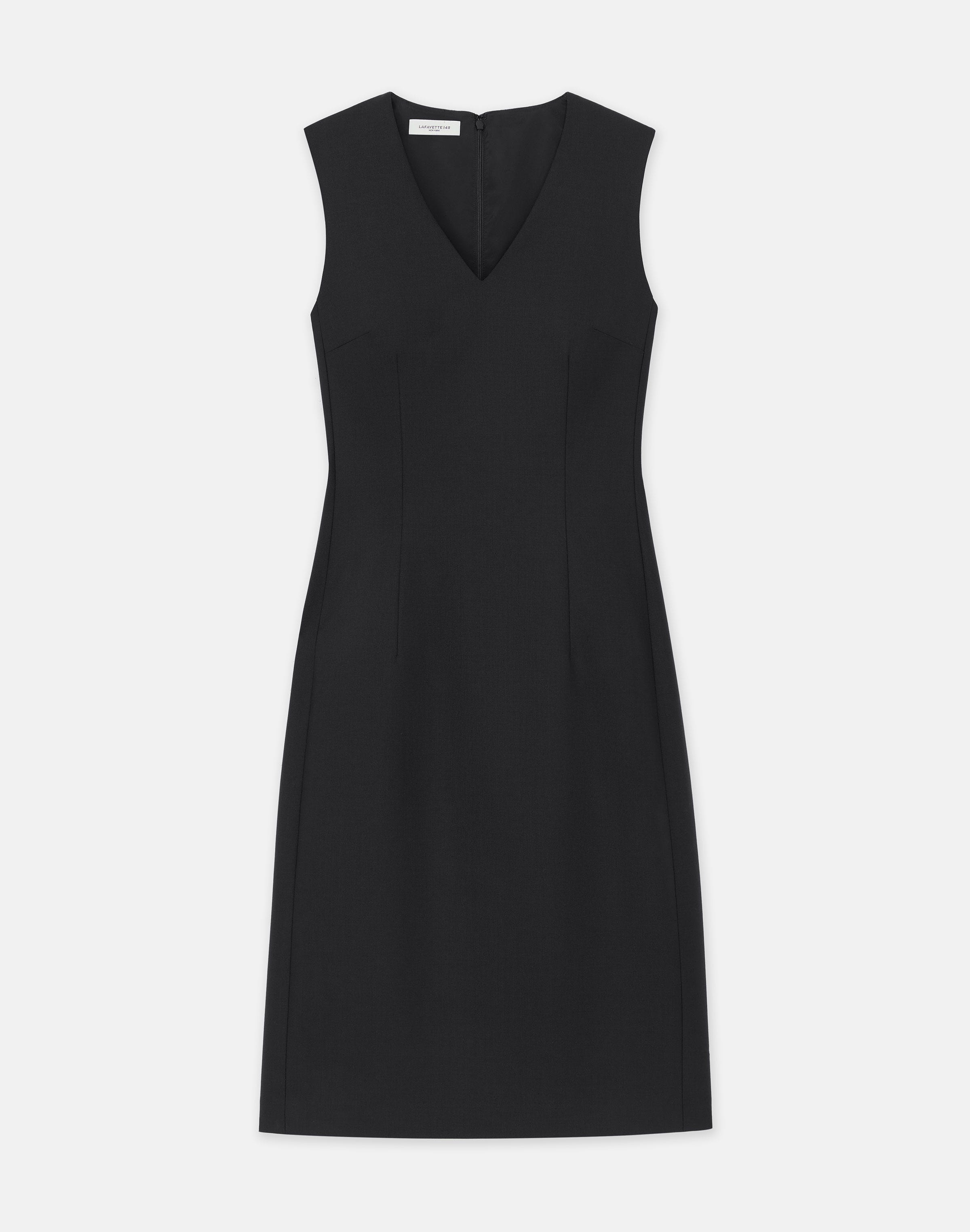 Responsible Stretch Wool V-Neck Sheath Dress