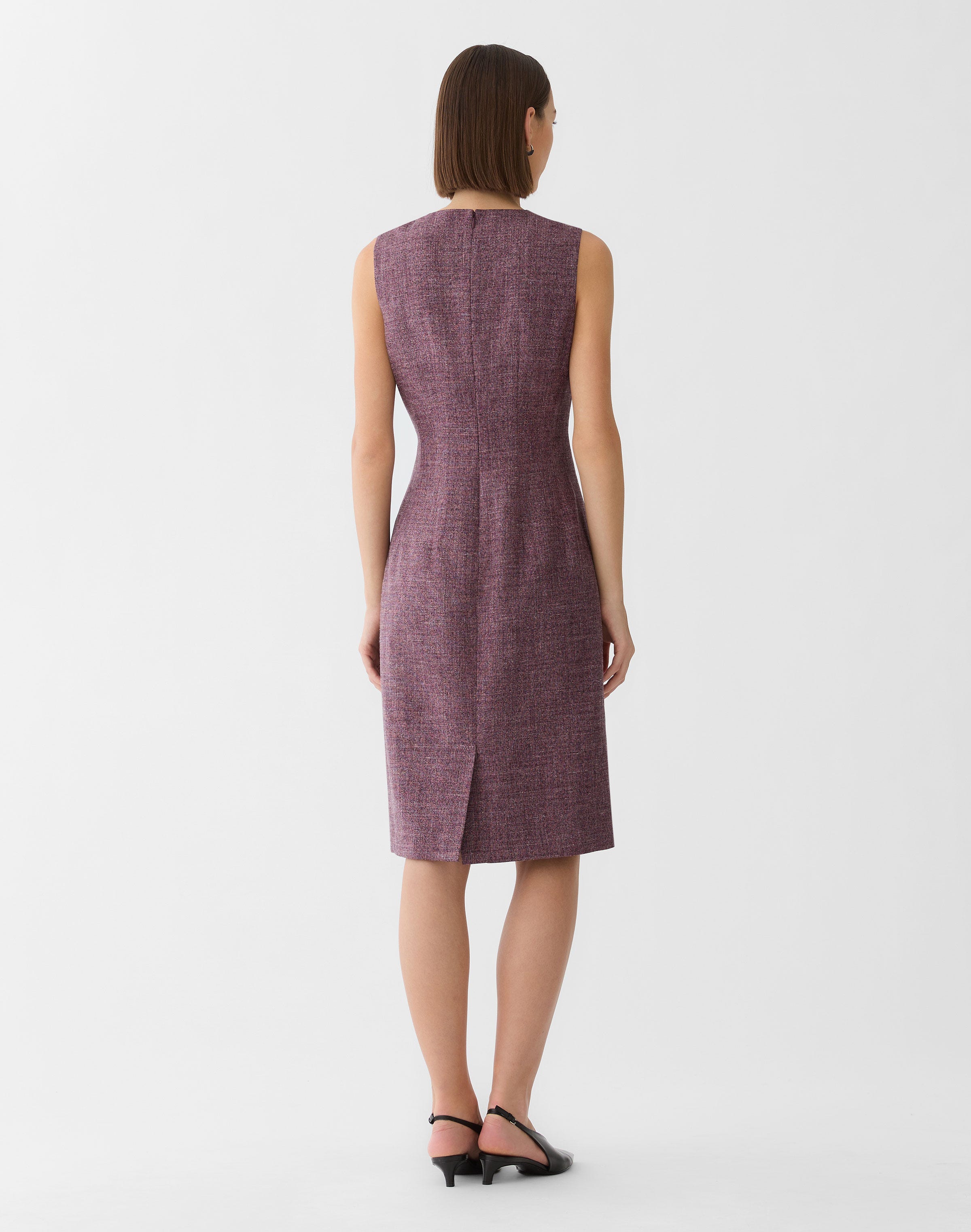 Plus-Size Wool Mouliné Sheath Dress