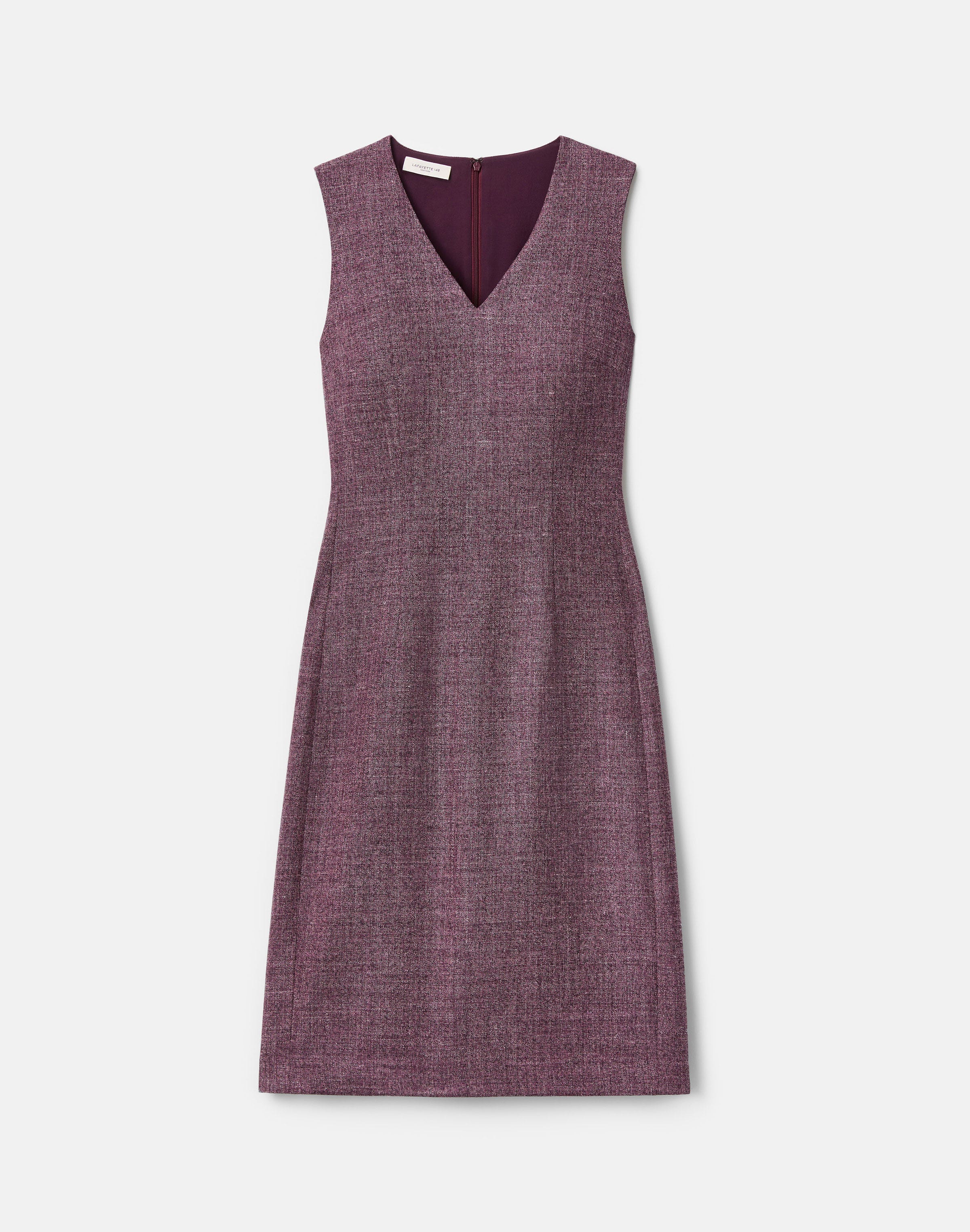 Plus-Size Wool Mouliné Sheath Dress