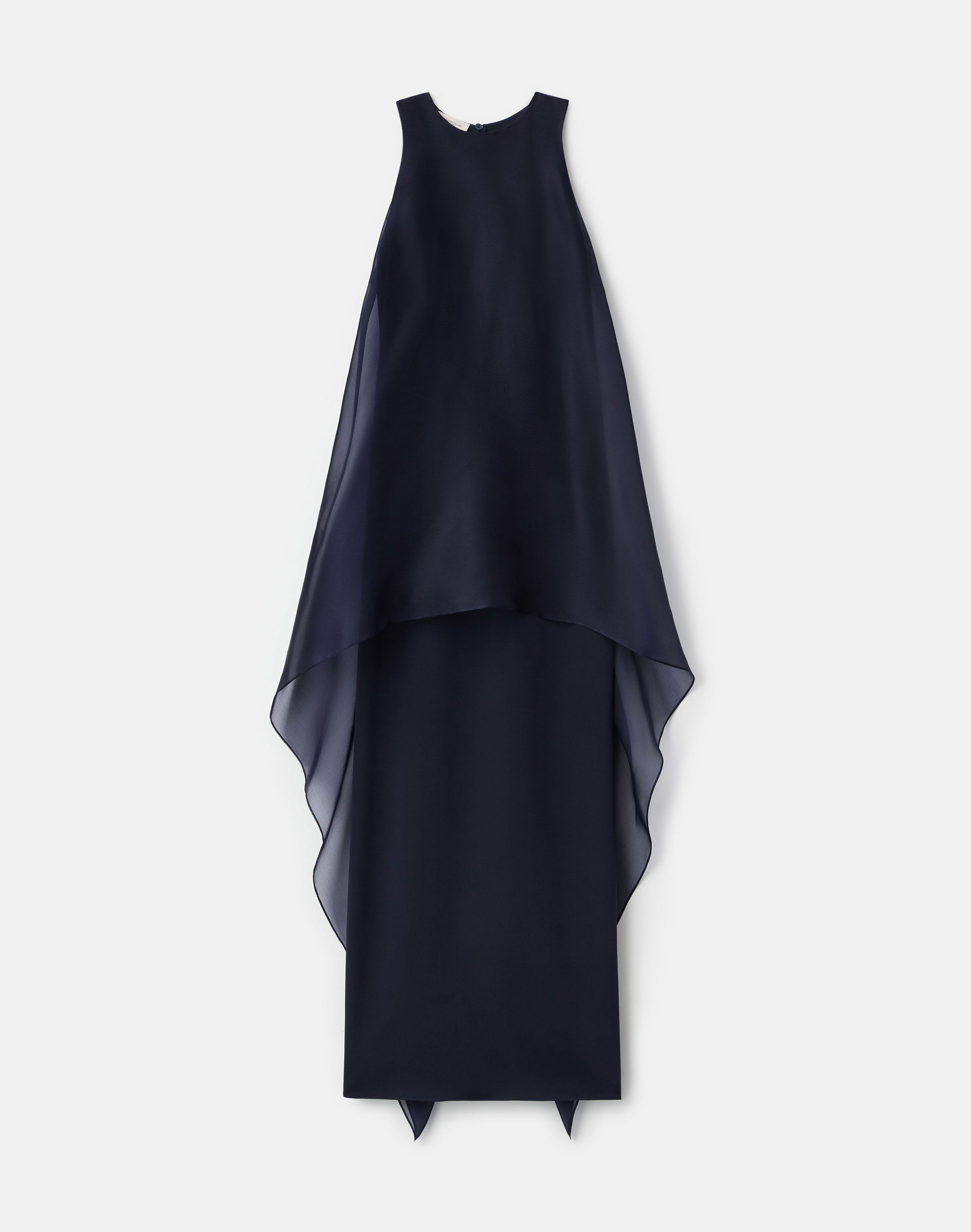 Silk Organza Overlay Tie Back Gown