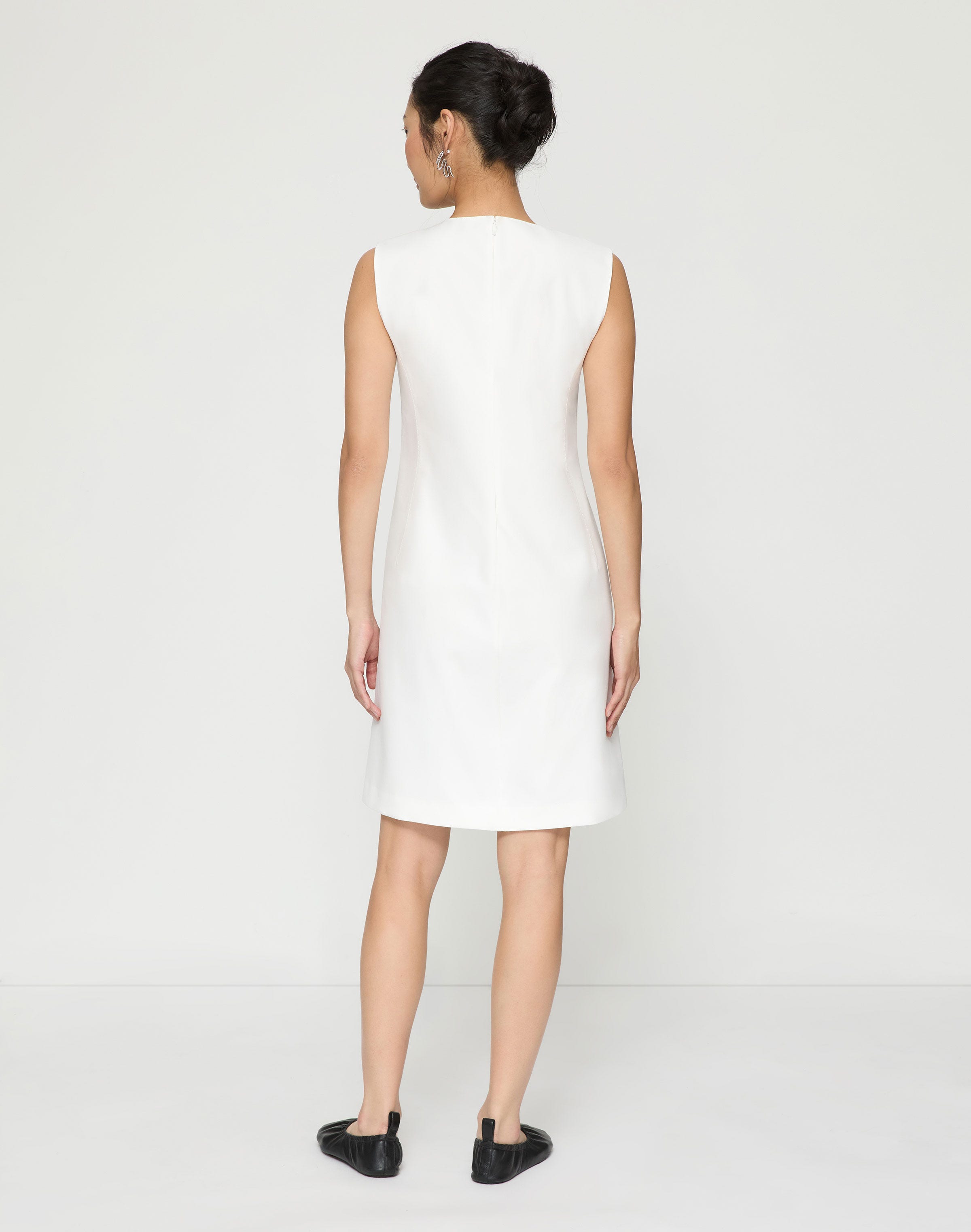 Techno Stretch Twill Sleeveless Shift Dress