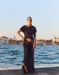 L148 X Save Venice Print Velvet Floor Length Gown
