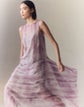 Washed Glaze Print Silk Crépon Midi Dress