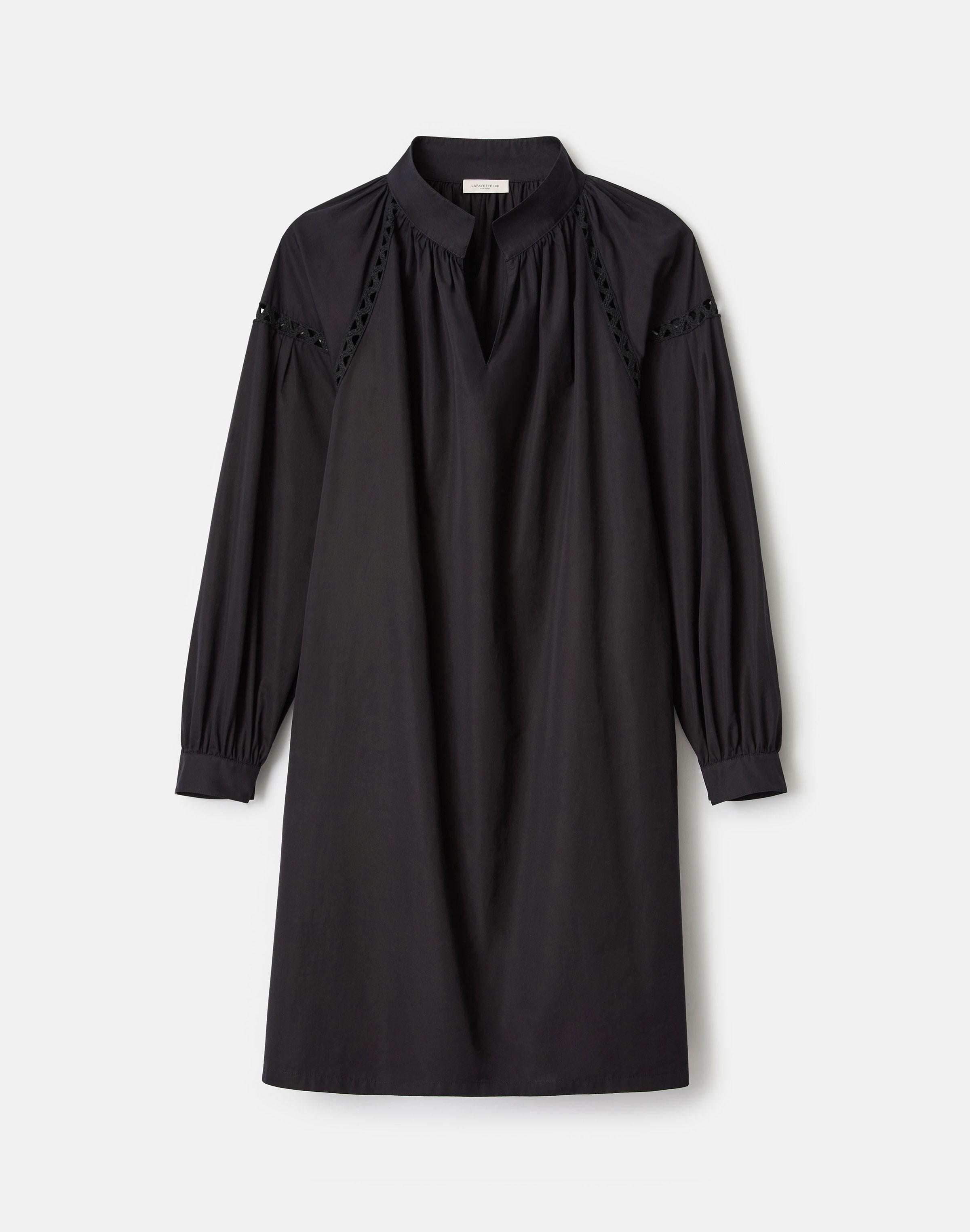 Petite Organic Cotton Poplin Soutache Trim Popover Dress