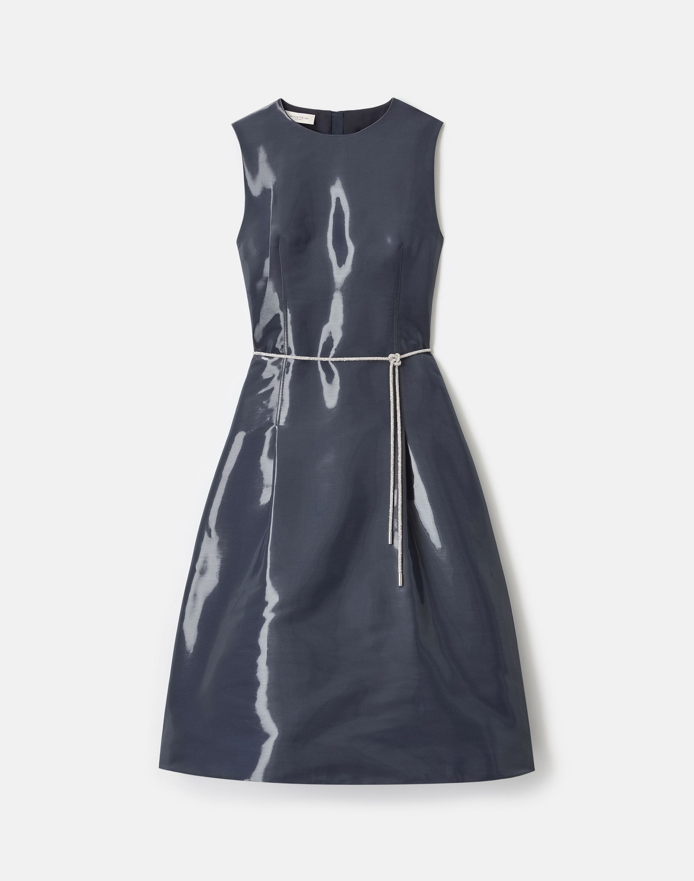 Liquid Twill A-Line Dress & Embellished Belt