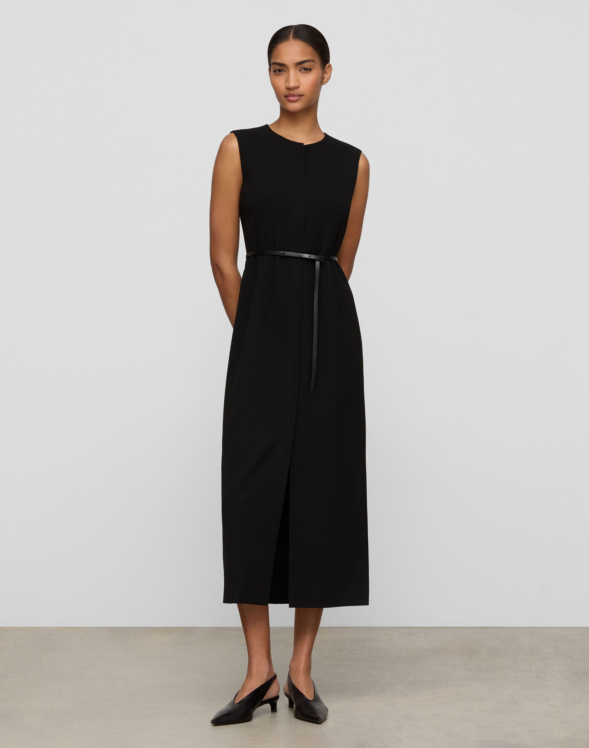 Responsible Finesse Crepe Belted Sheath Dress