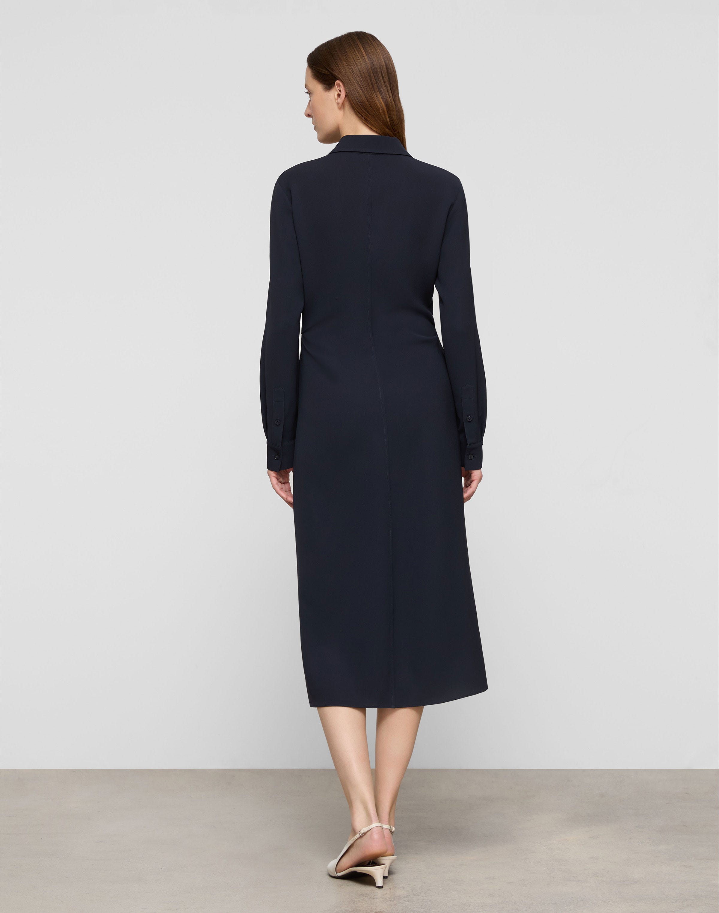 Responsible Finesse Crepe Pleated Waist Shirtdress