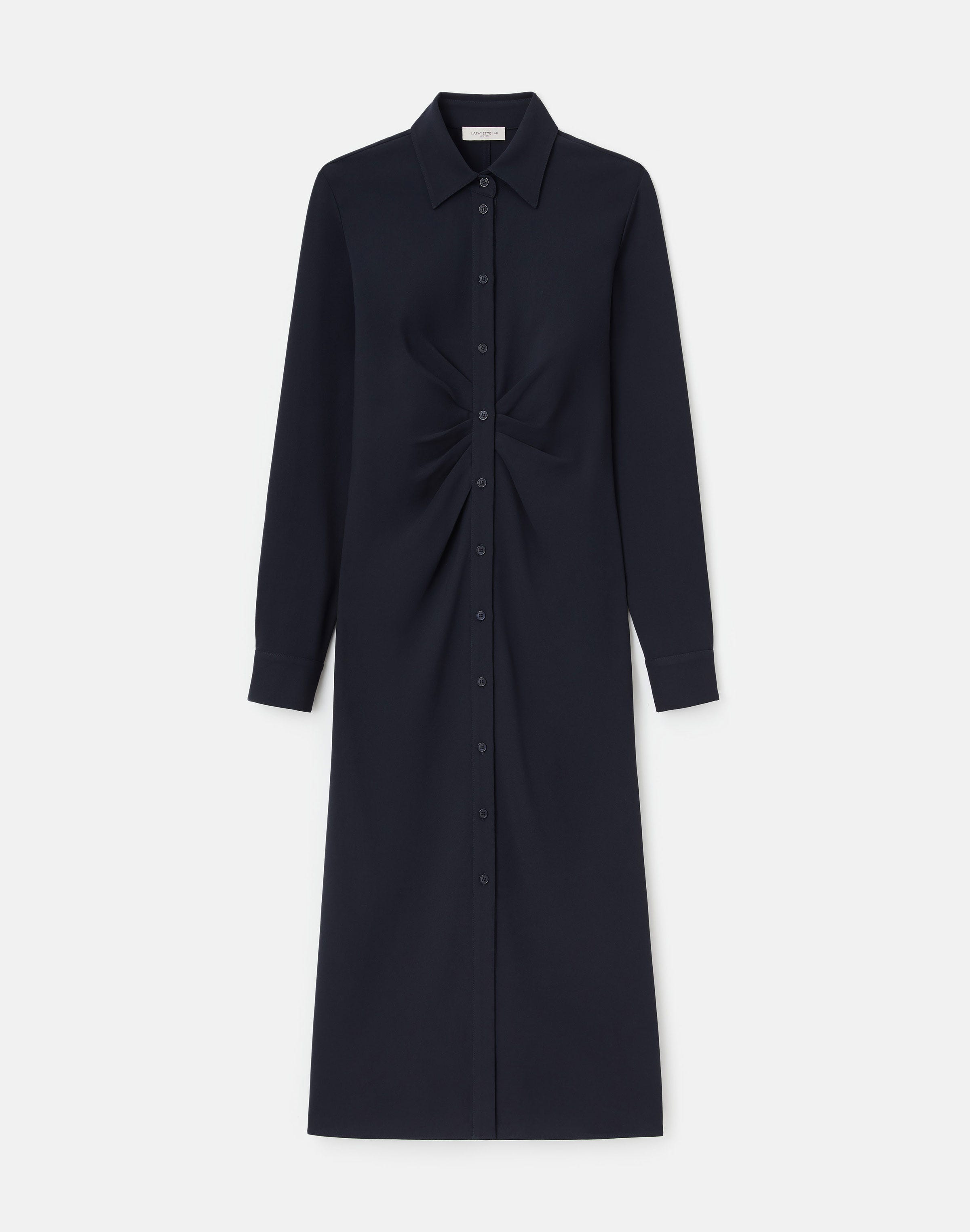 Responsible Finesse Crepe Pleated Waist Shirtdress