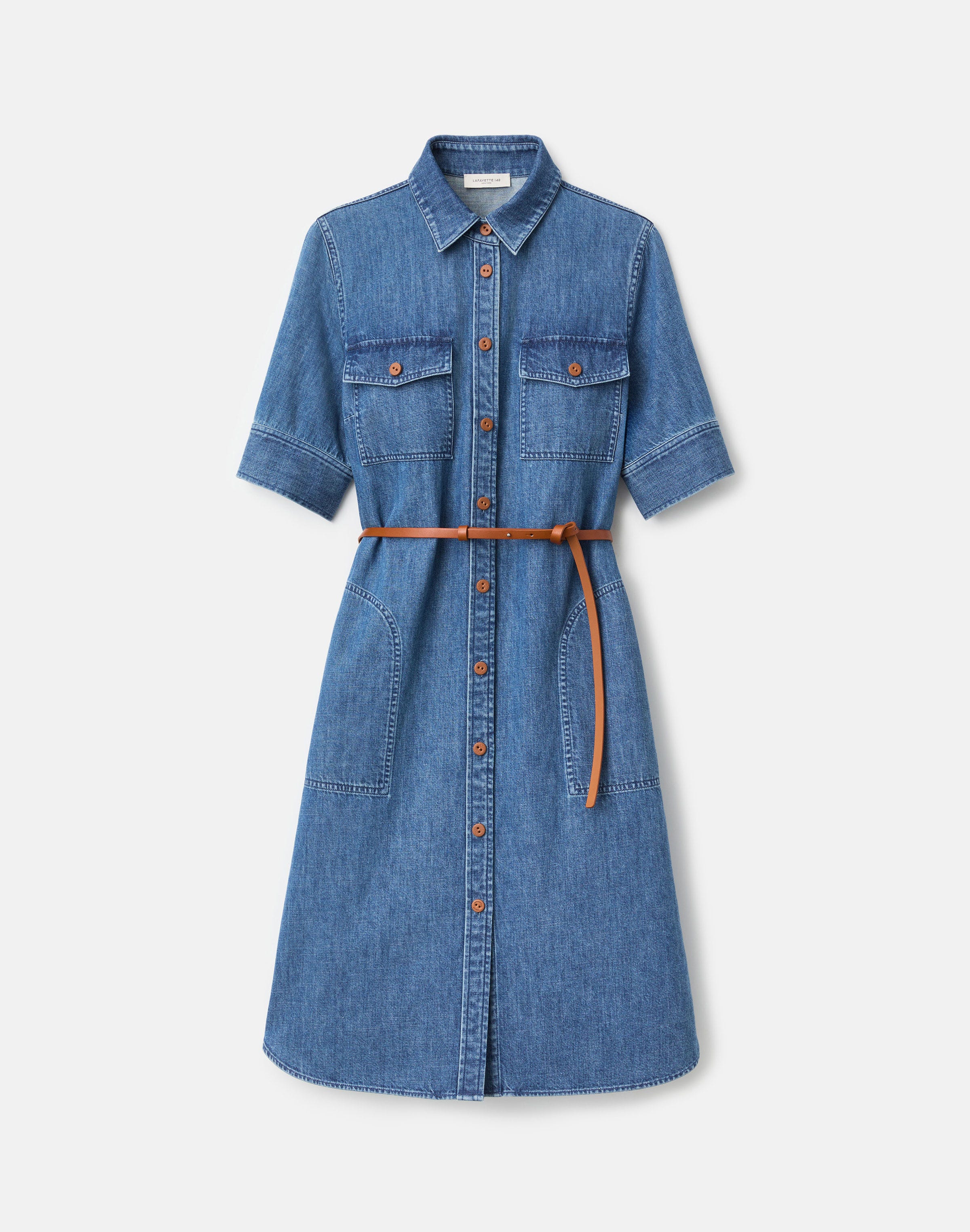 Chambray Belted Shirtdress