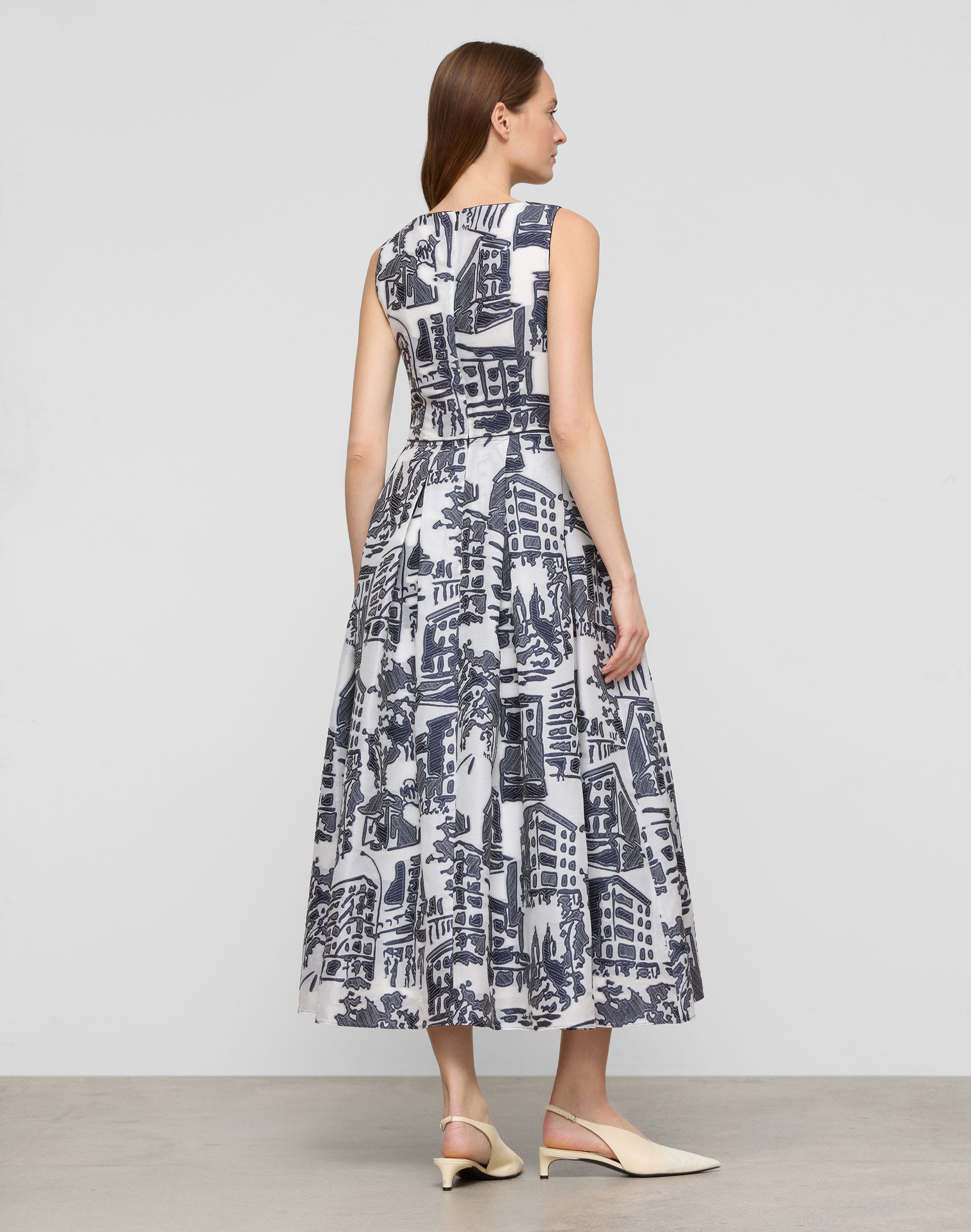 Cityscape Jacquard Tailored A-Line Dress