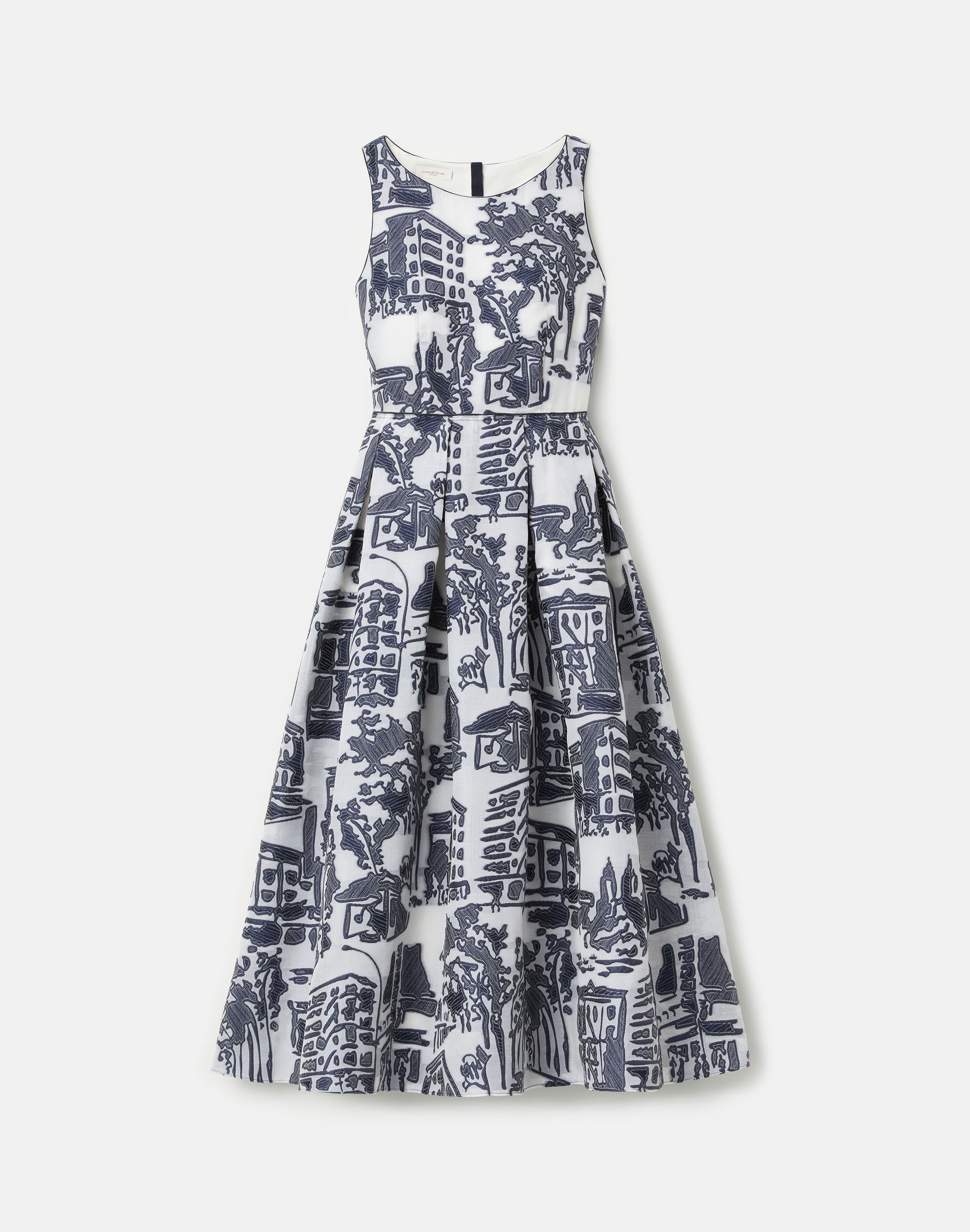 Cityscape Jacquard Tailored A-Line Dress
