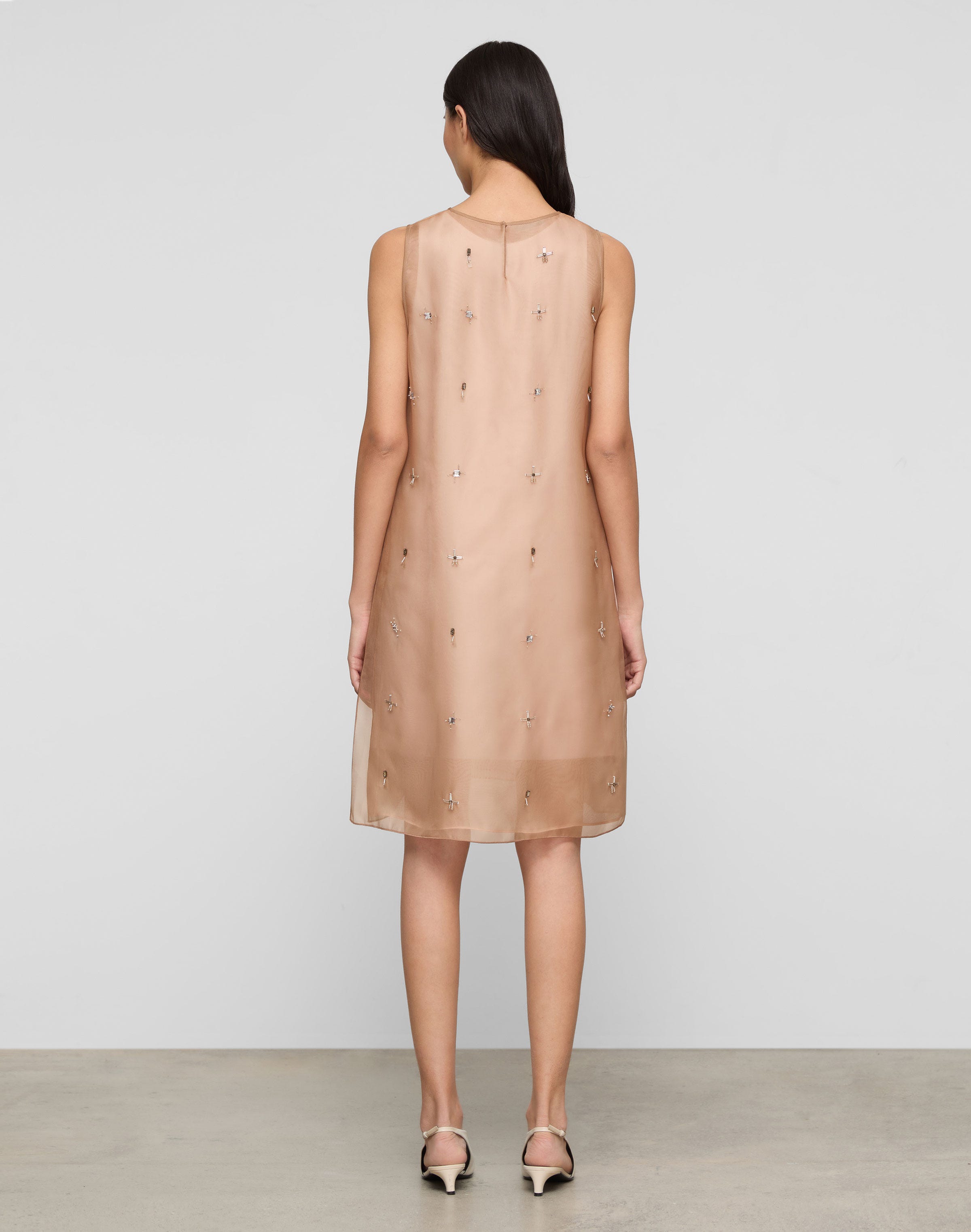 Hand Beaded Silk Organza Shift Dress