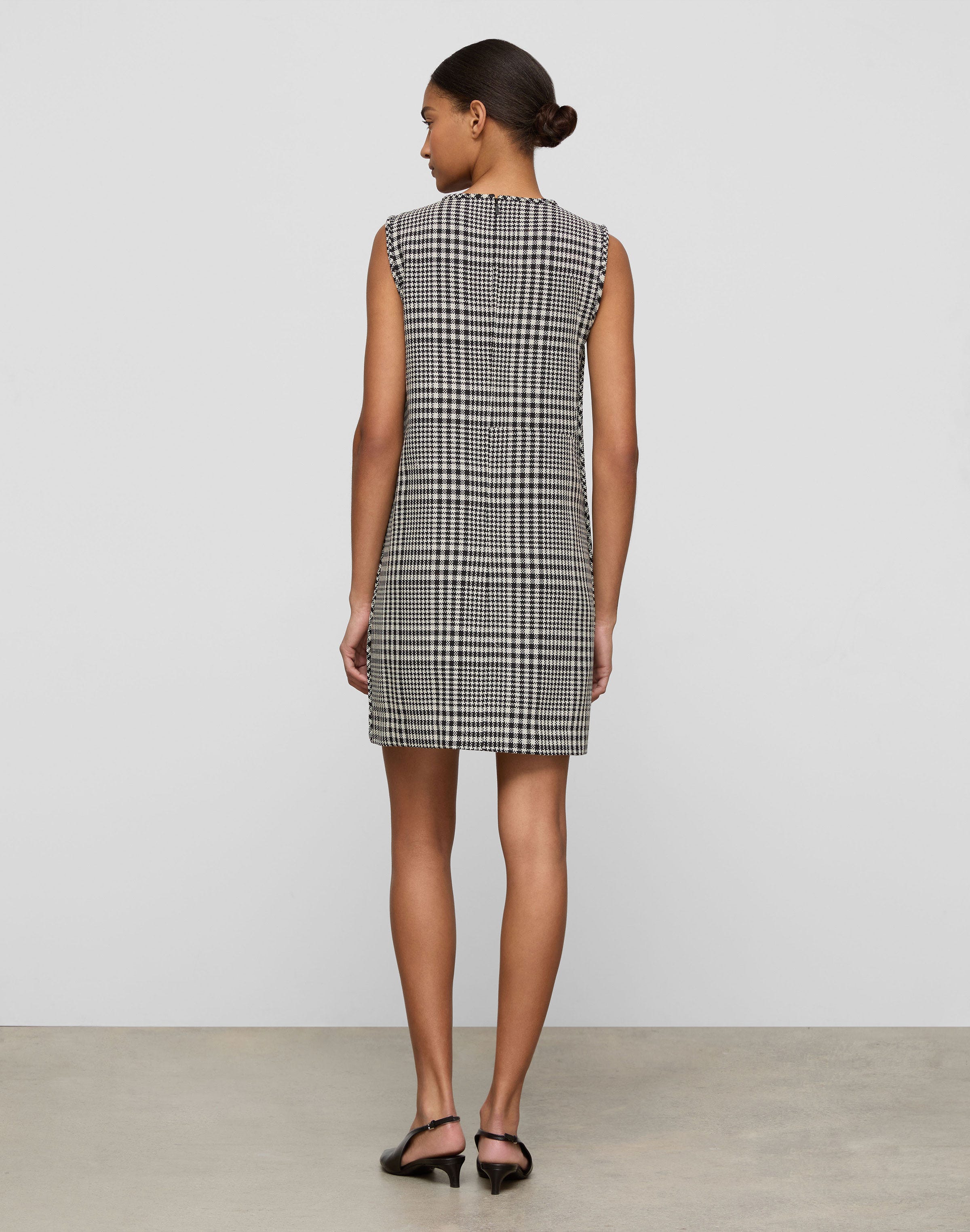 Grid Plaid Corded Cotton Shift Dress